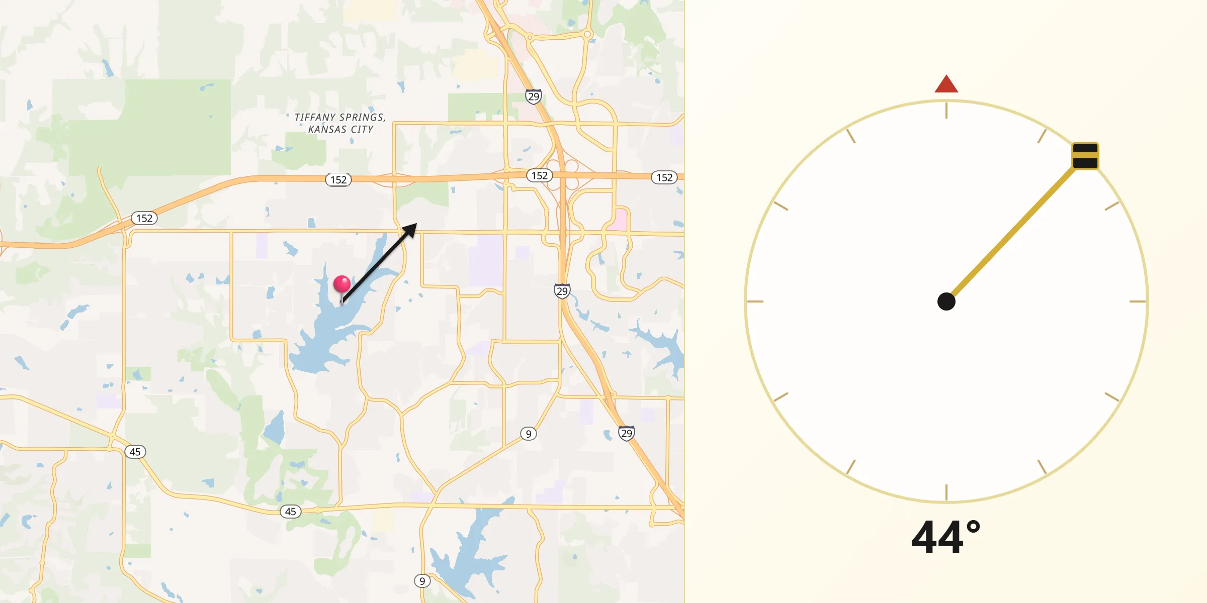 Qibla Direction from Weatherby Lake