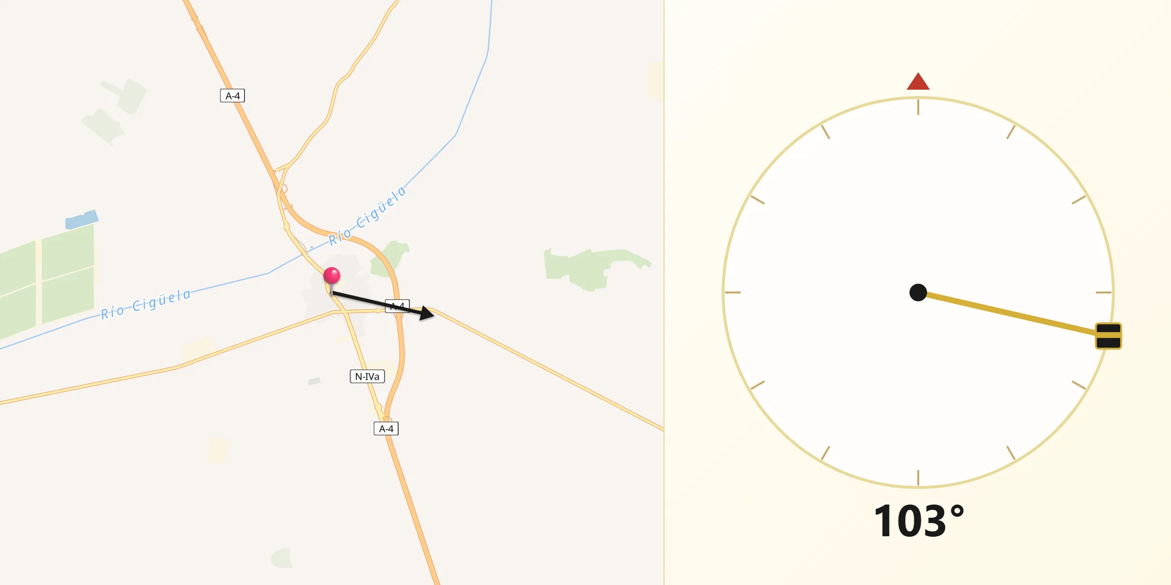 Dirección de la Qibla desde Villarta de San Juan