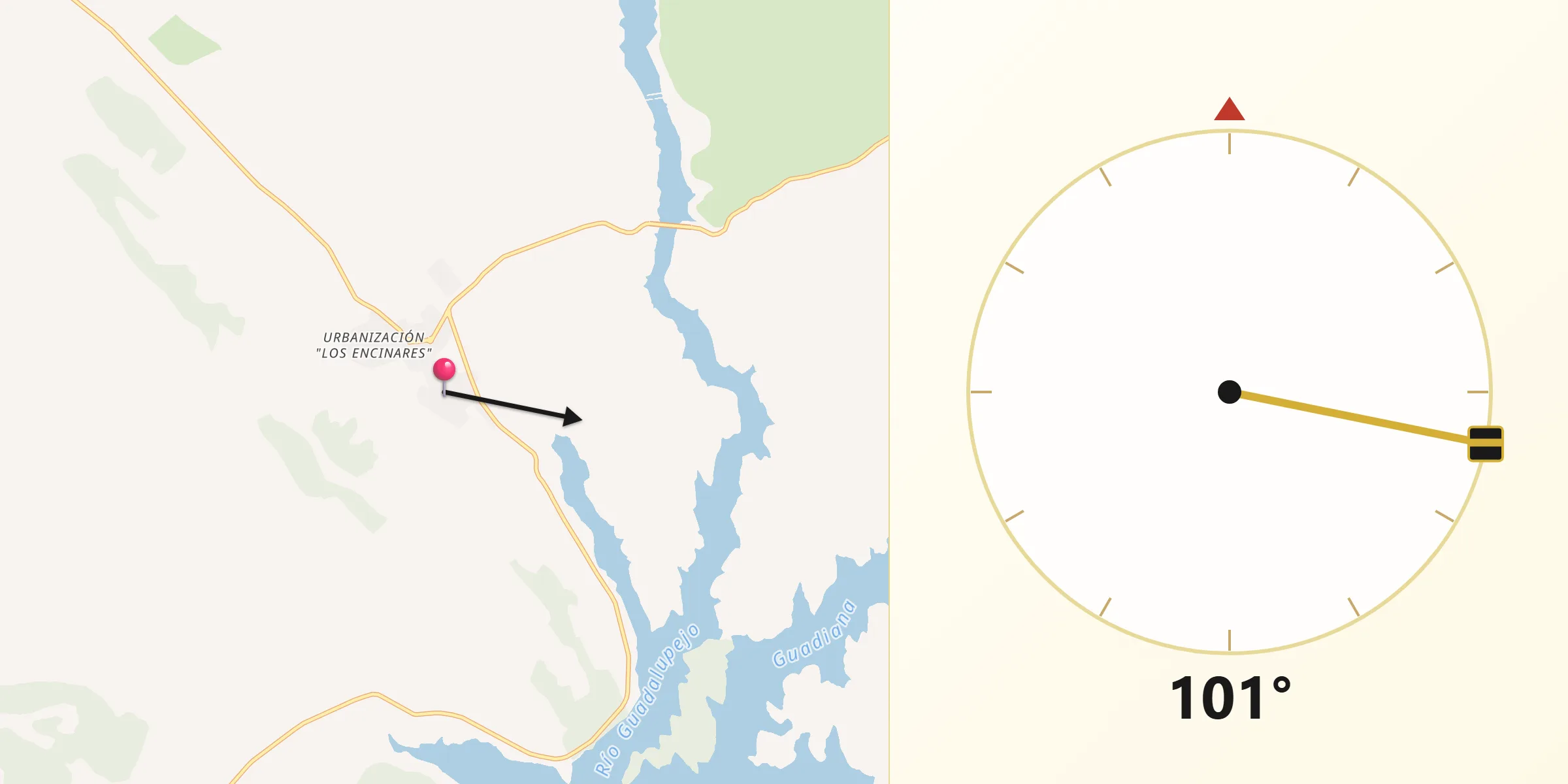 Dirección de la Qibla desde Valdecaballeros