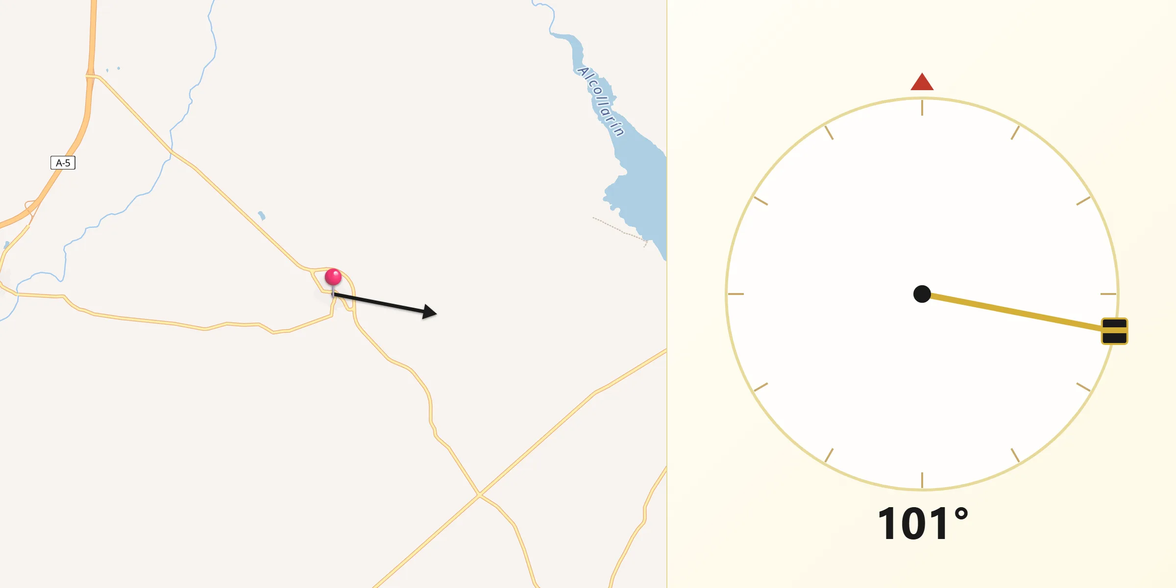 Dirección de la Qibla desde Abertura