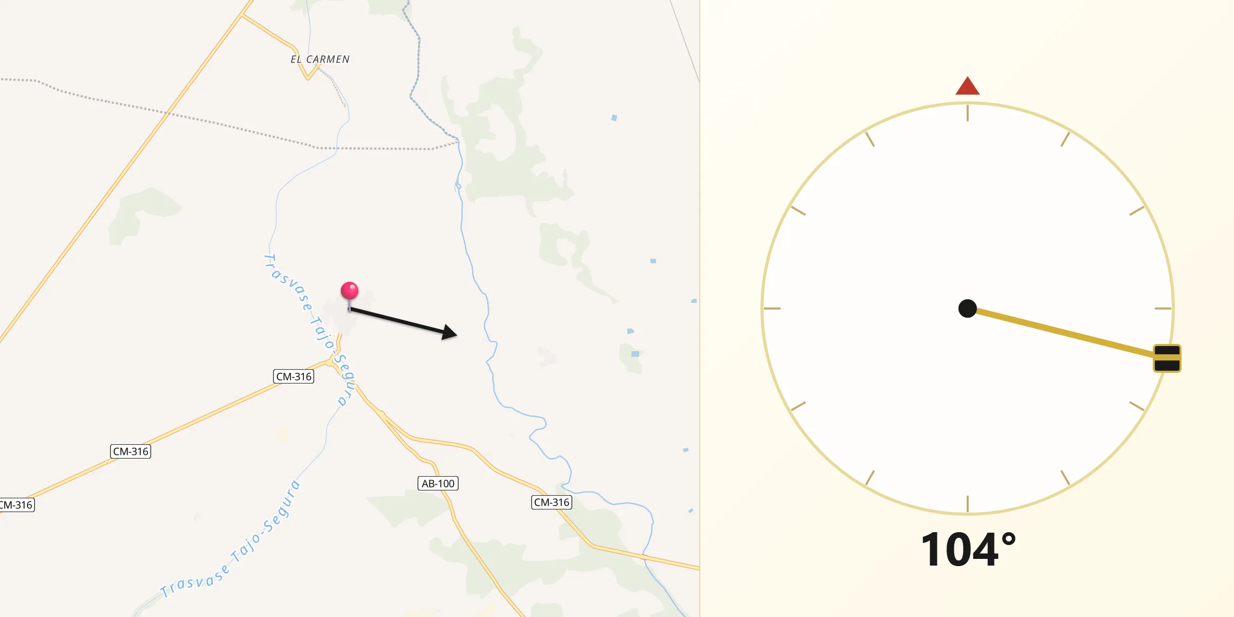 Dirección de la Qibla desde Fuensanta