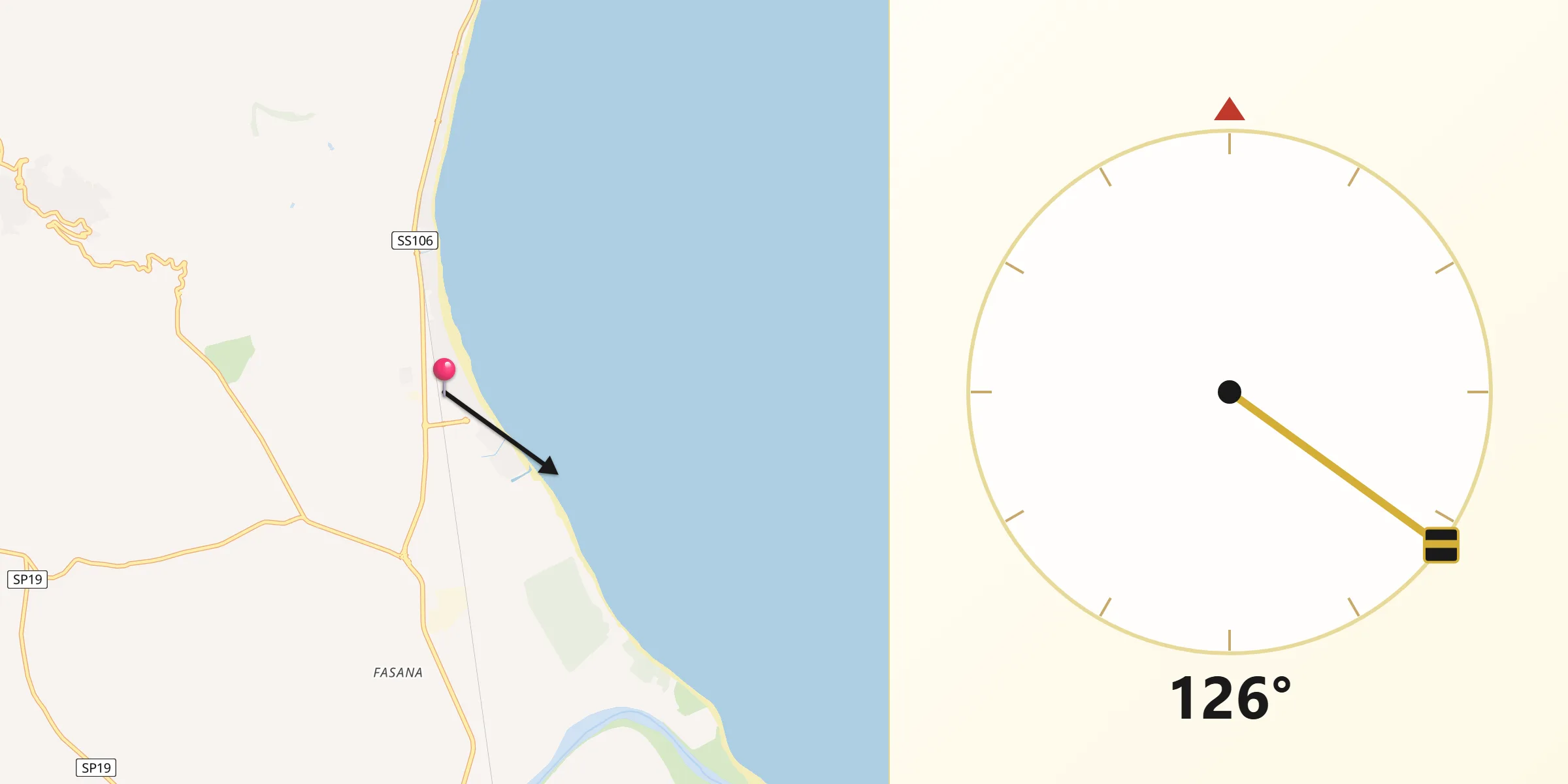 Direzione della Qibla da Tronca