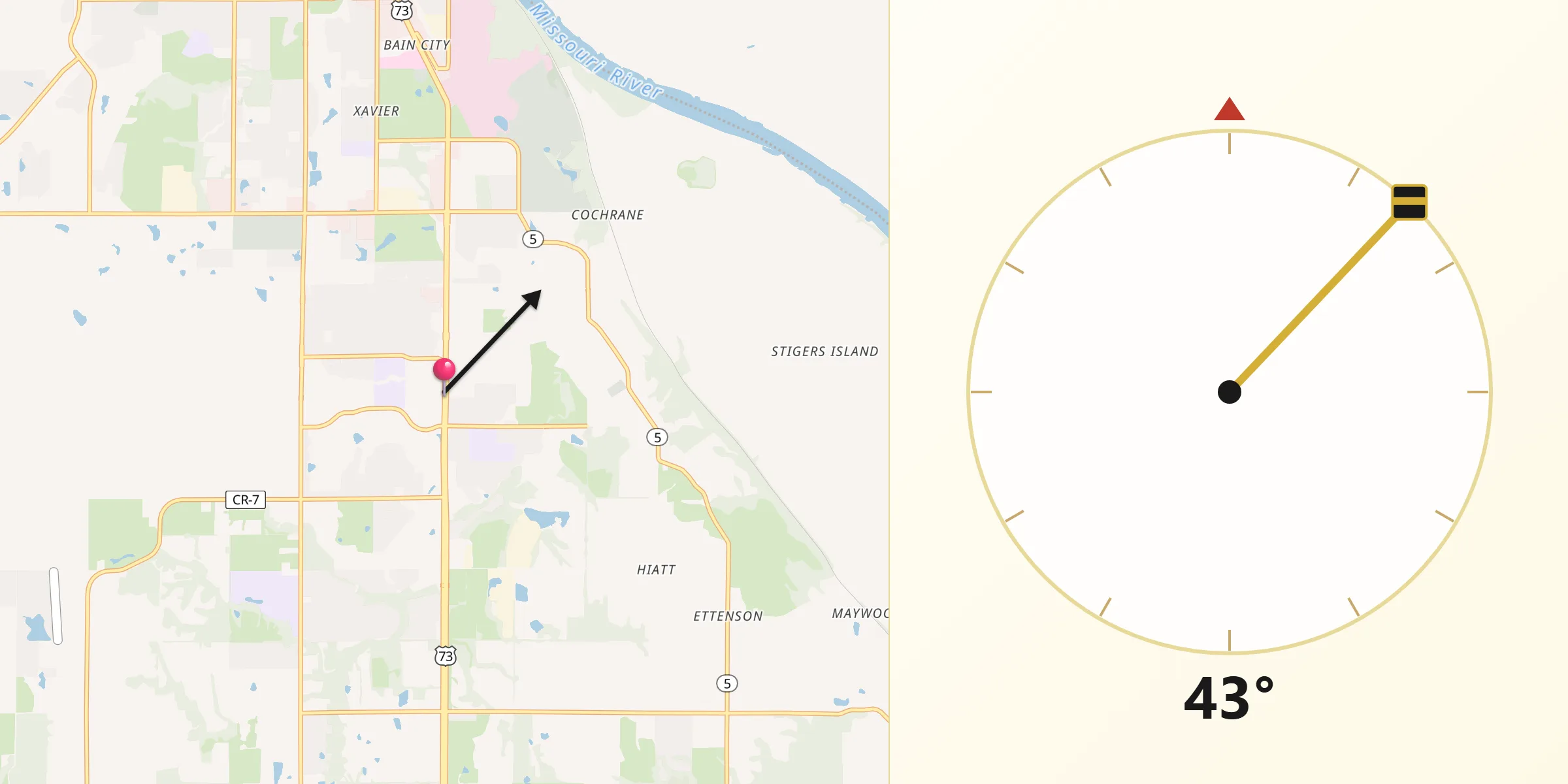 Dirección de la Qibla desde Lansing