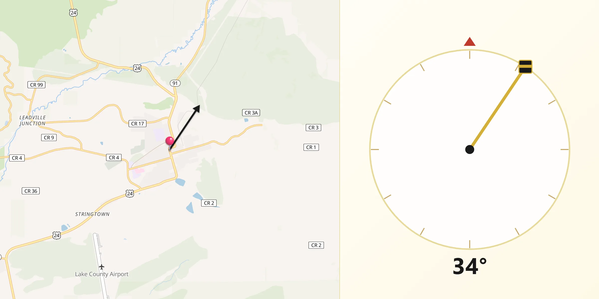 Qibla Direction from Leadville