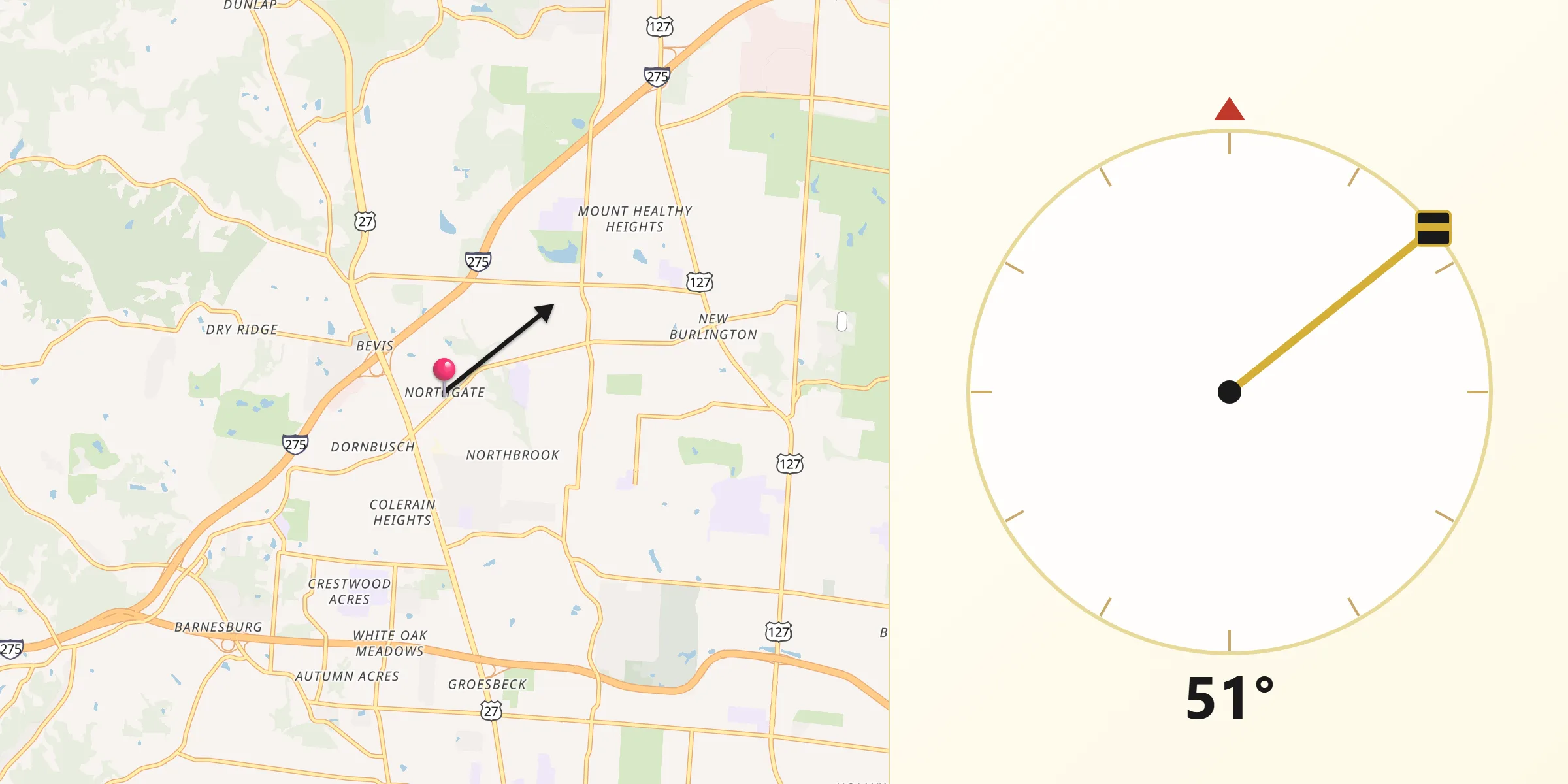 Qibla Direction from Northgate