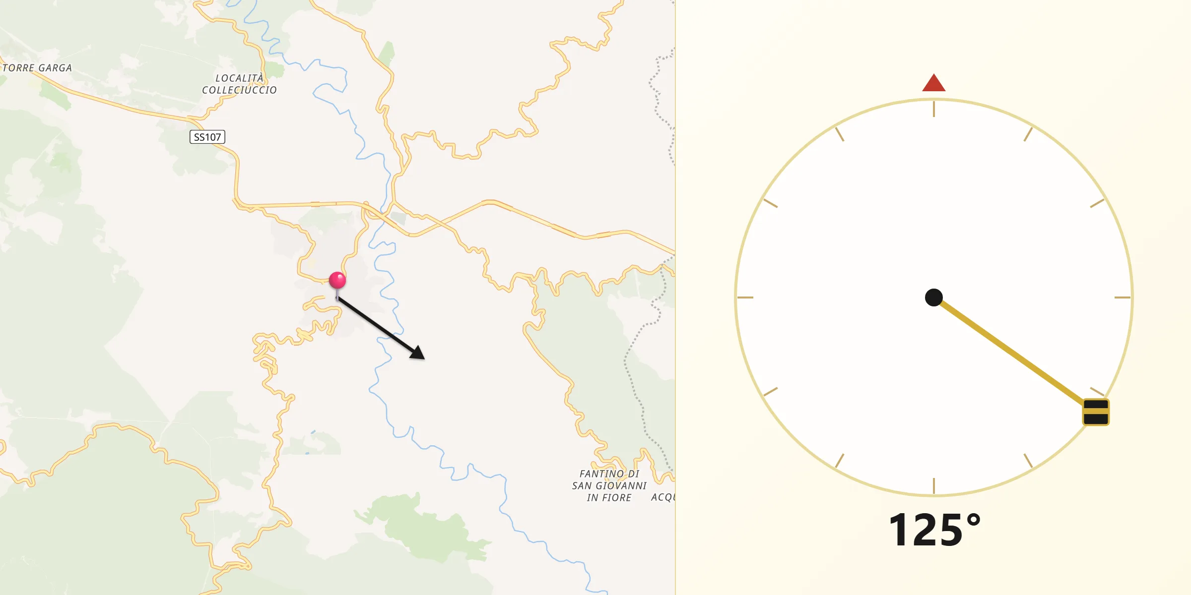 Direzione della Qibla da San Giovanni in Fiore