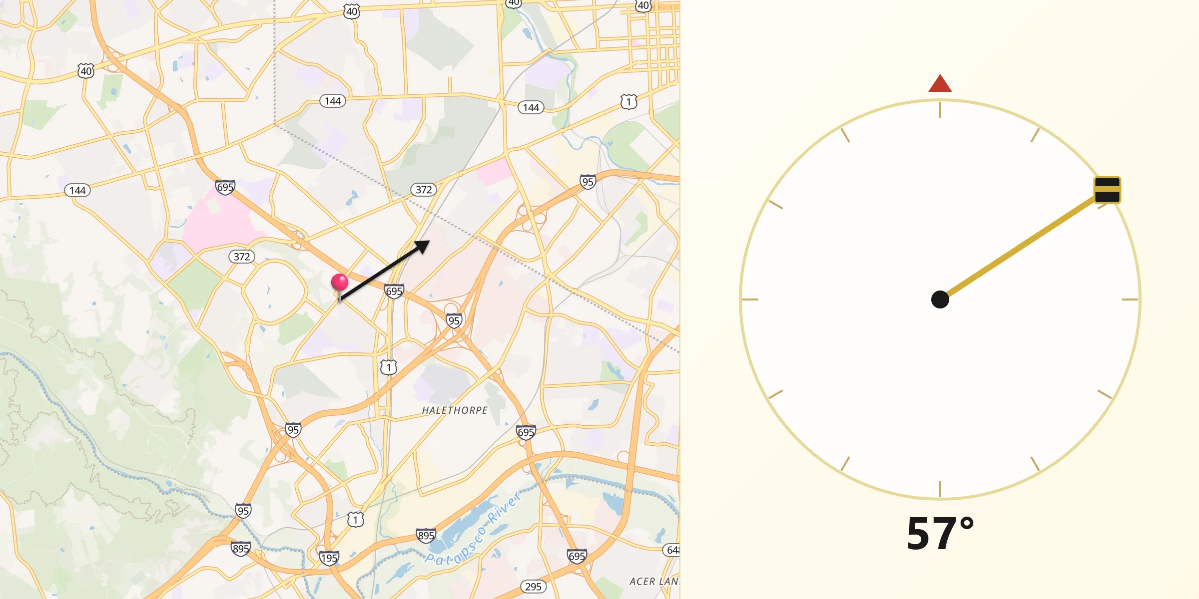 Qibla Direction from Arbutus