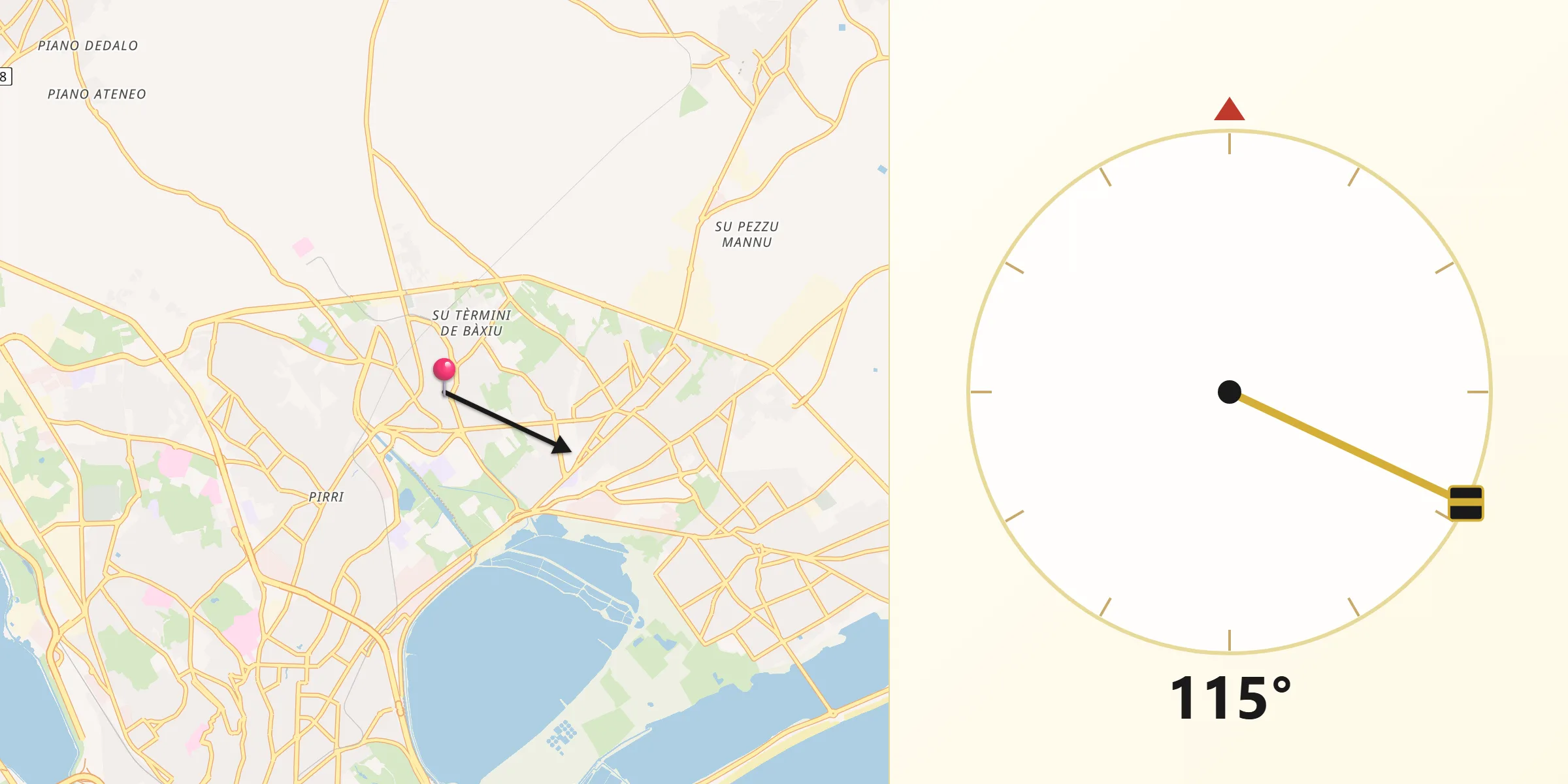 Direzione della Qibla da Monserrato