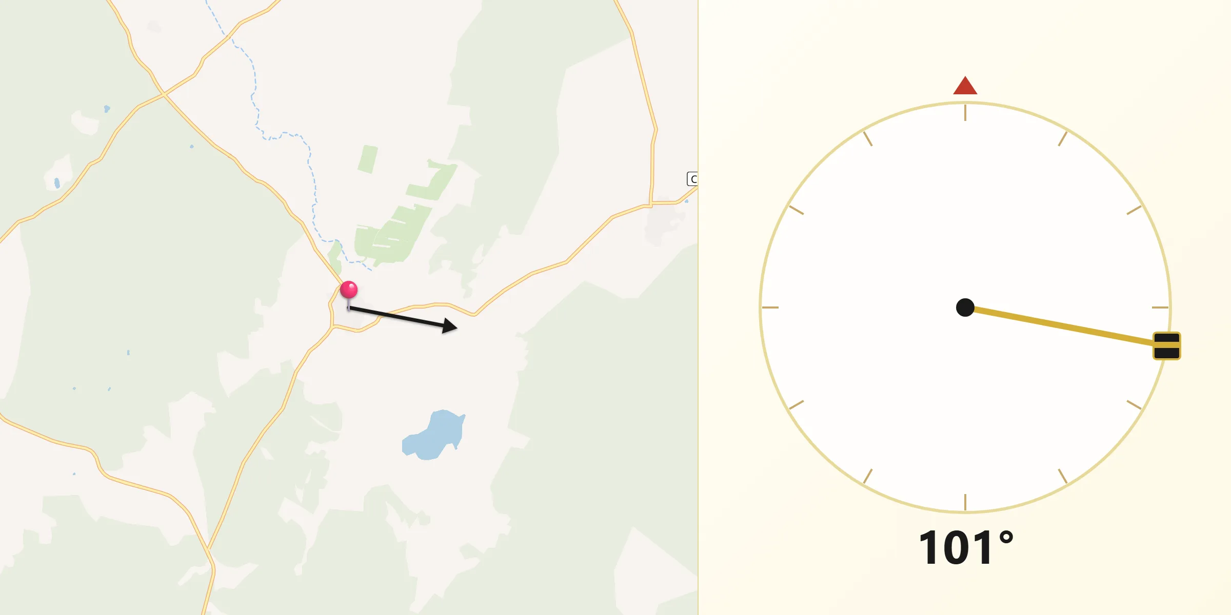 Dirección de la Qibla desde Zarza de Montánchez