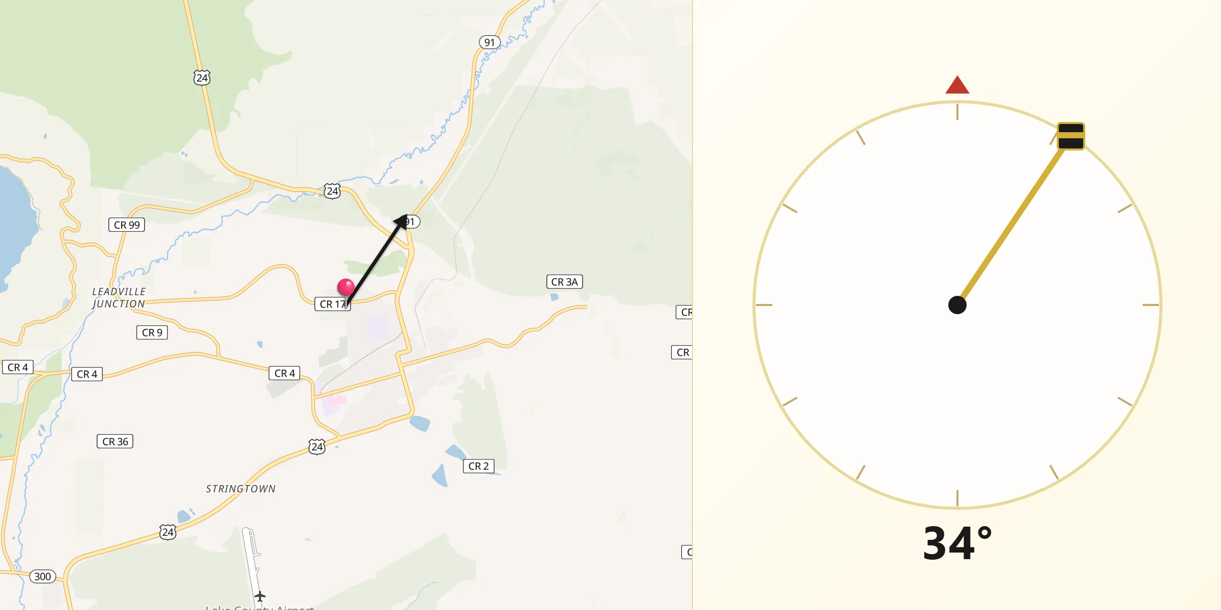 Qibla Direction from Leadville North