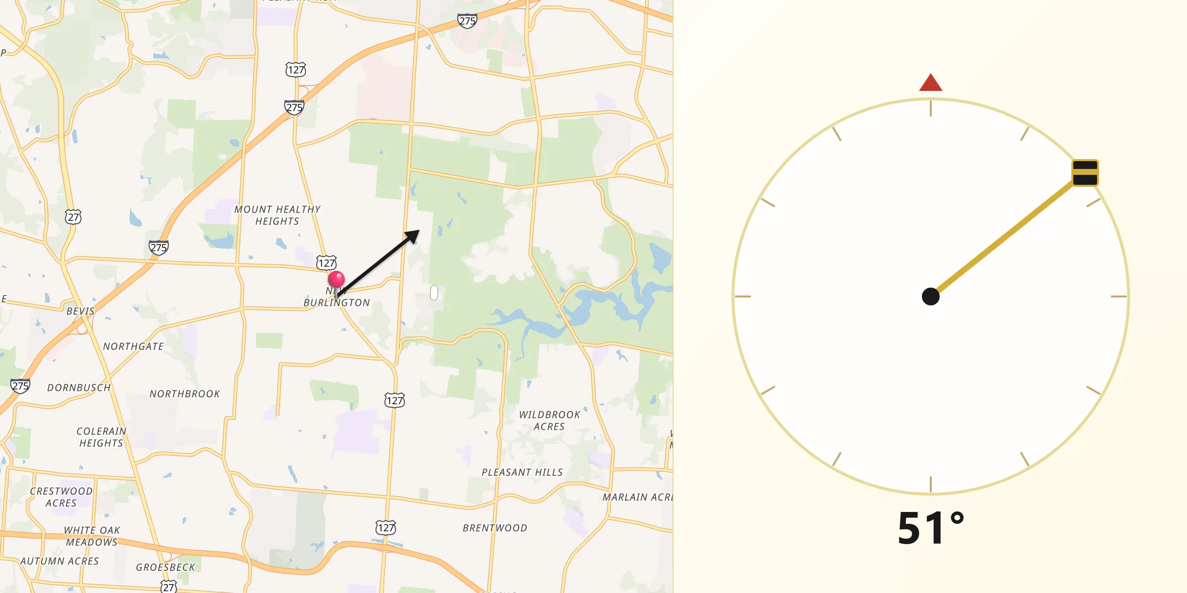 Qibla Direction from New Burlington