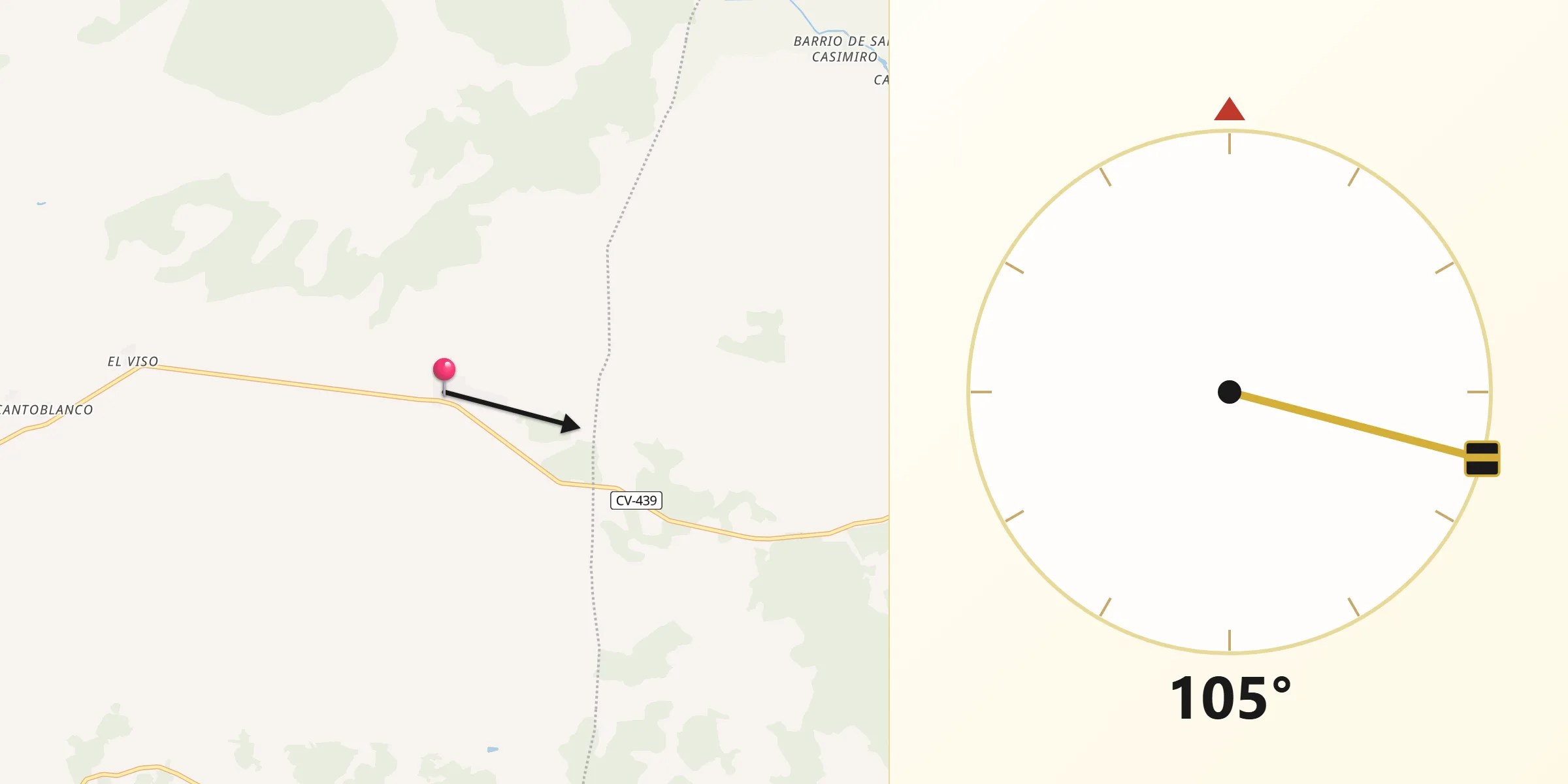Dirección de la Qibla desde Balsa de Ves