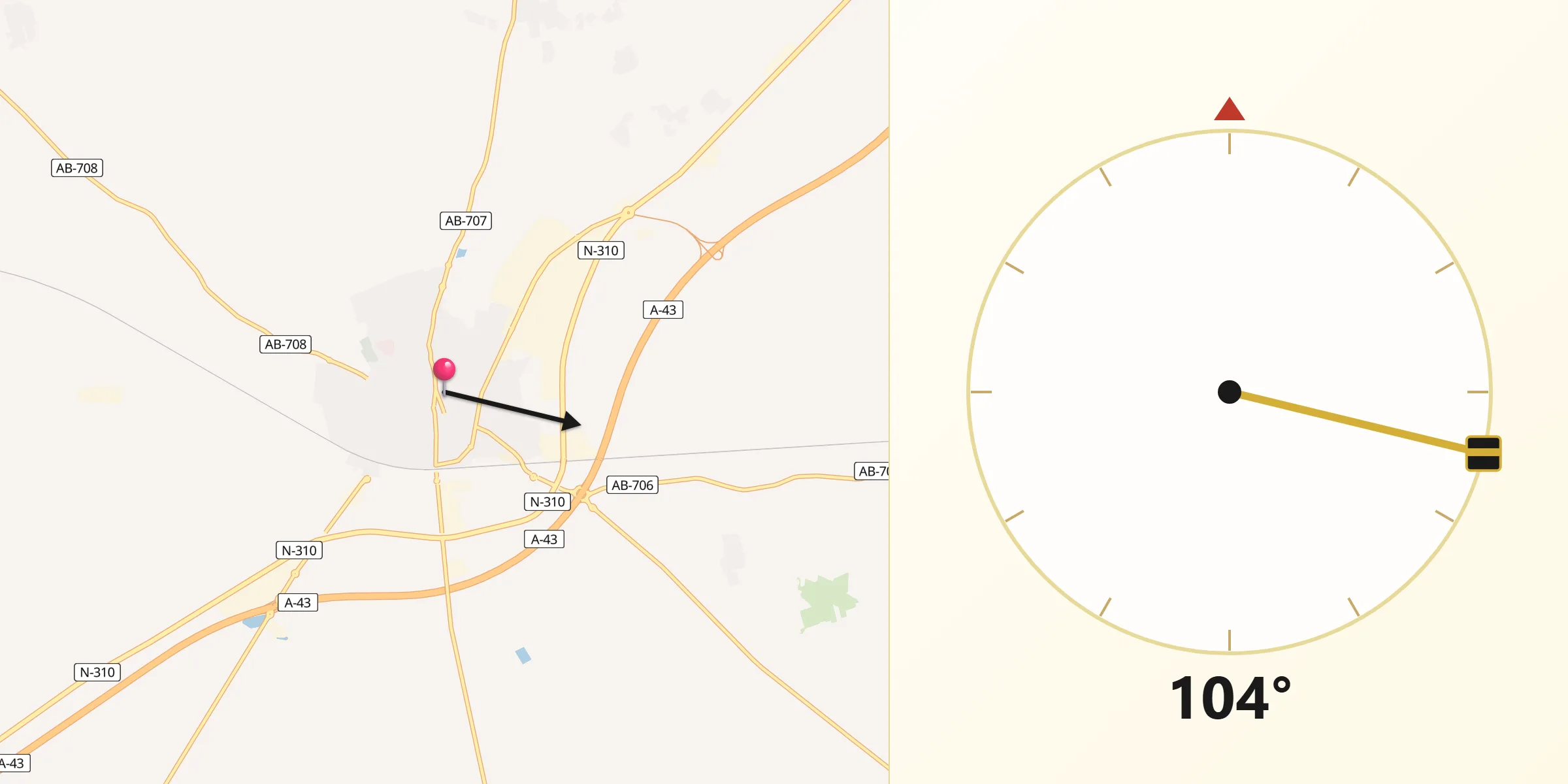 Dirección de la Qibla desde Villarrobledo