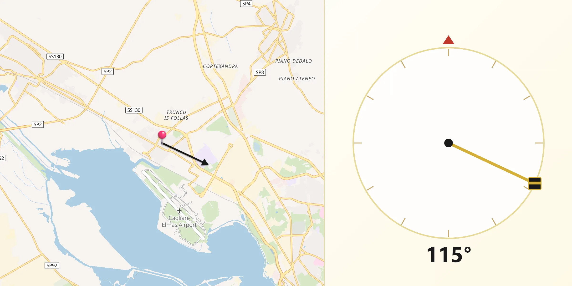 Direzione della Qibla da Elmas