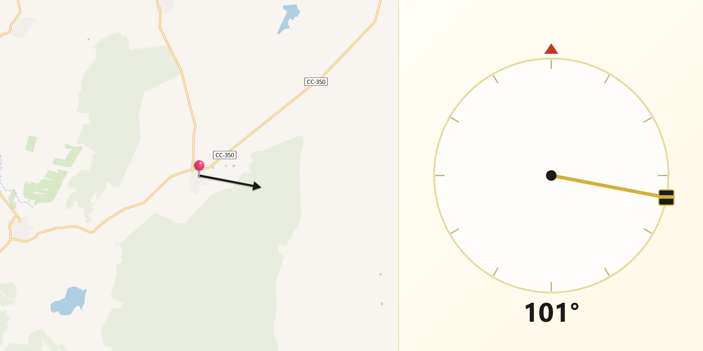 Dirección de la Qibla desde Robledillo de Trujillo