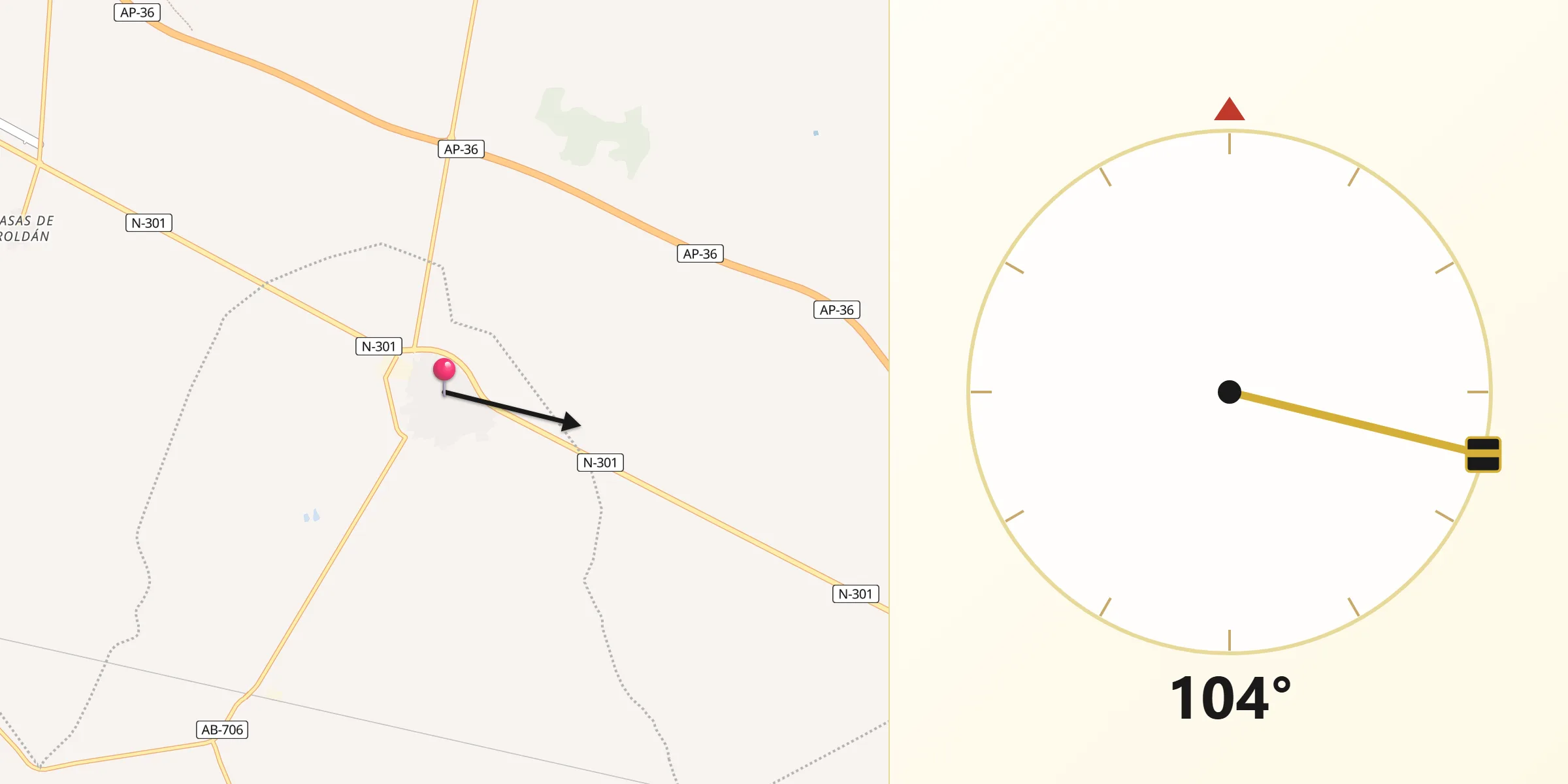 Dirección de la Qibla desde Minaya
