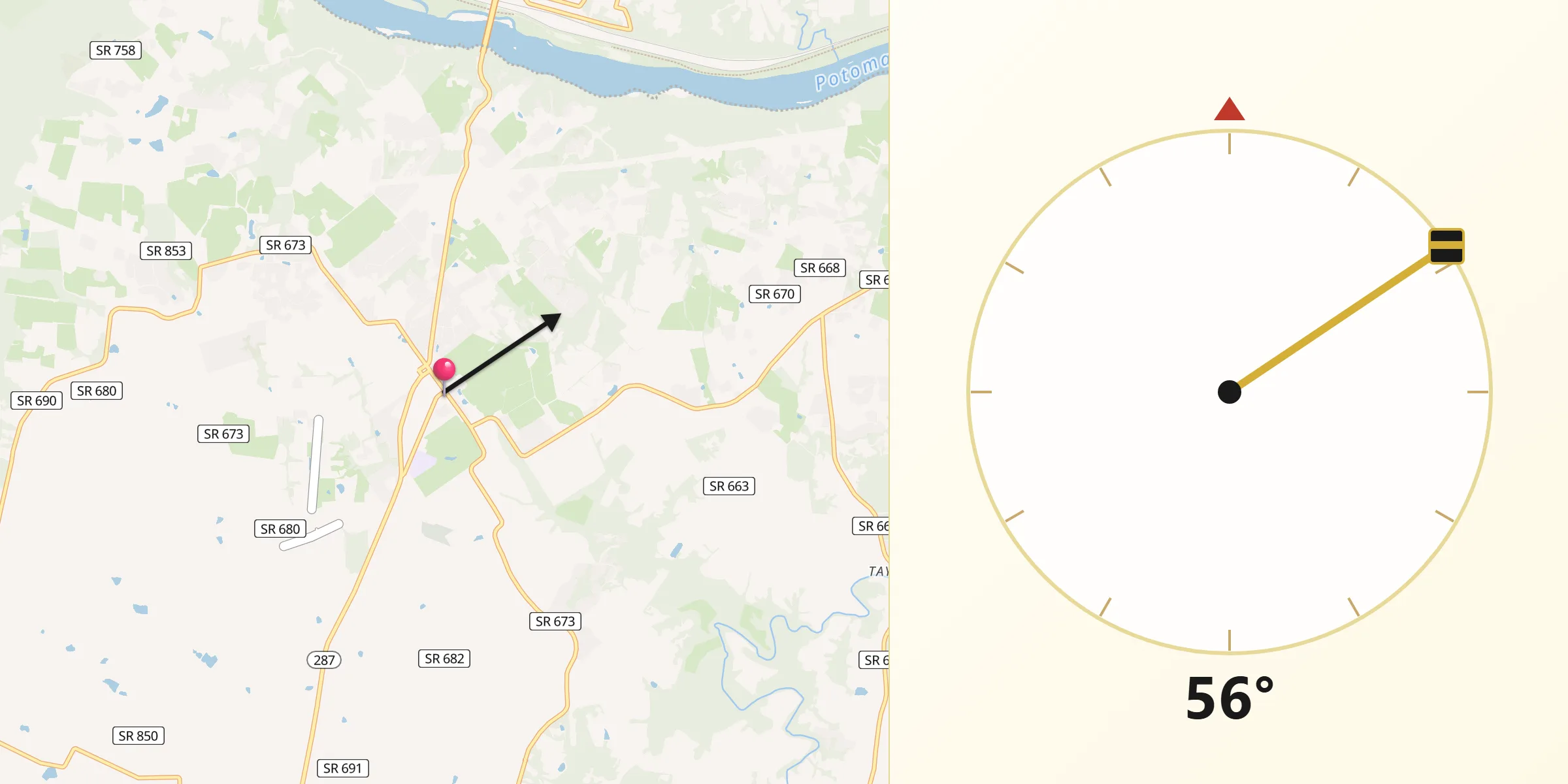Qibla Direction from Lovettsville