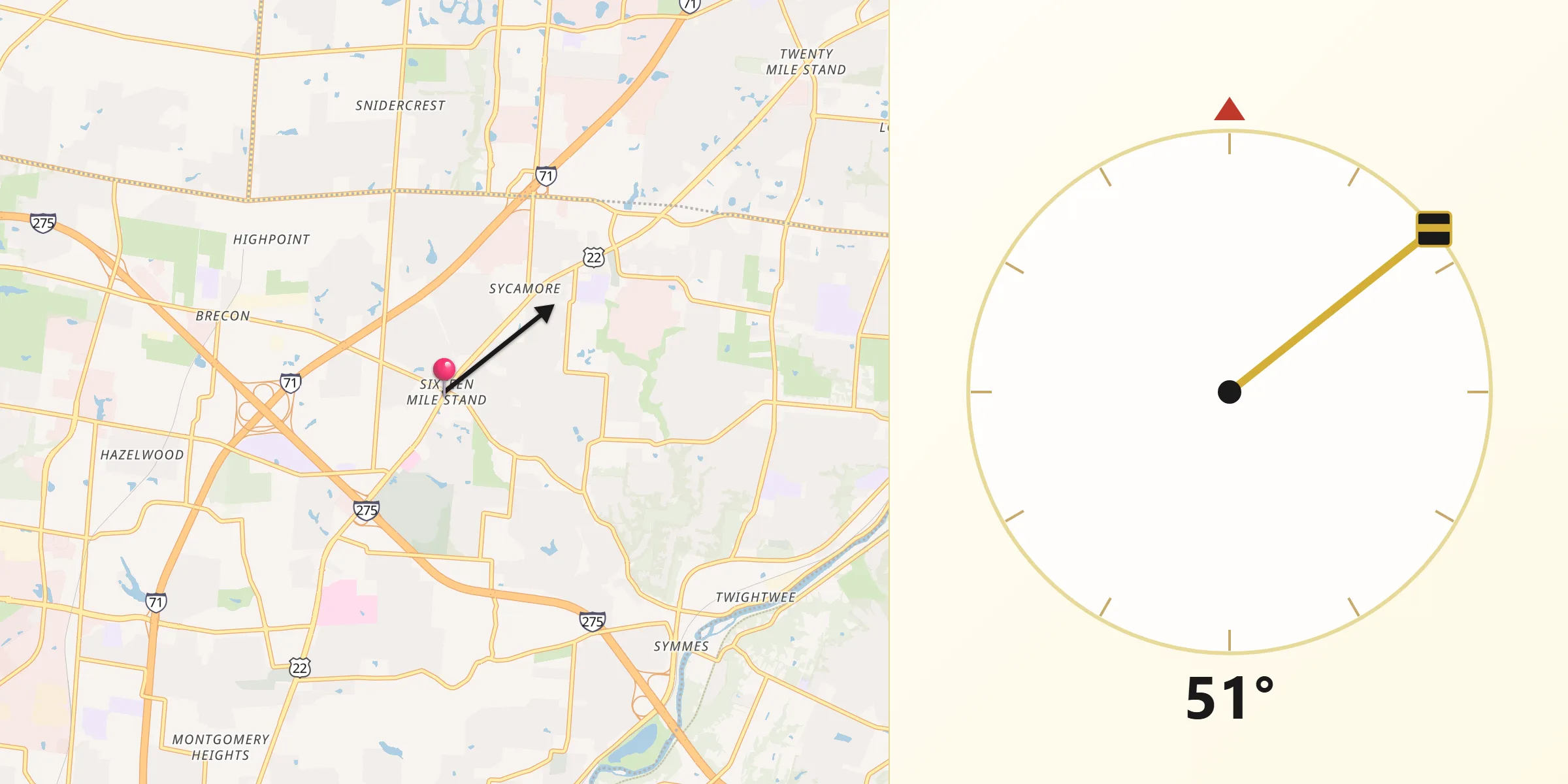 Qibla Direction from Sixteen Mile Stand