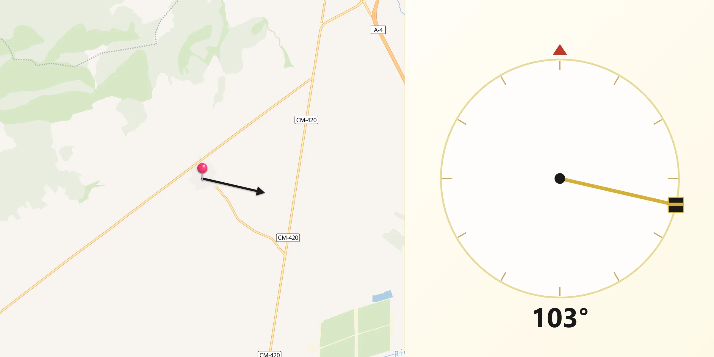 Dirección de la Qibla desde Las Labores