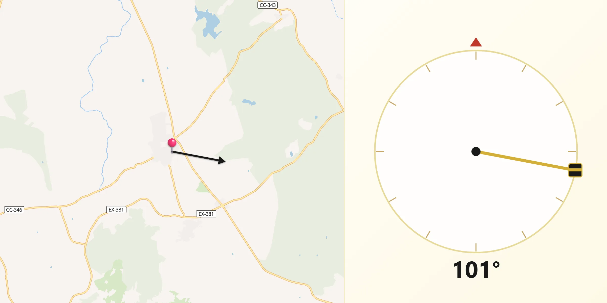 Dirección de la Qibla desde Valdefuentes
