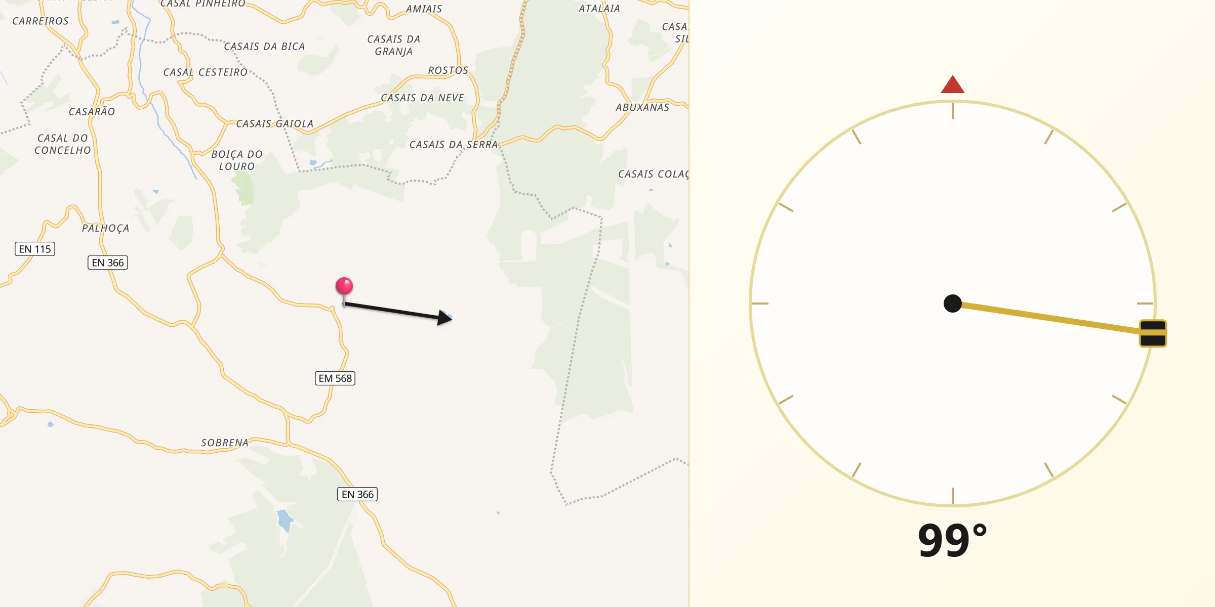 Direção da Qibla a partir de Alguber