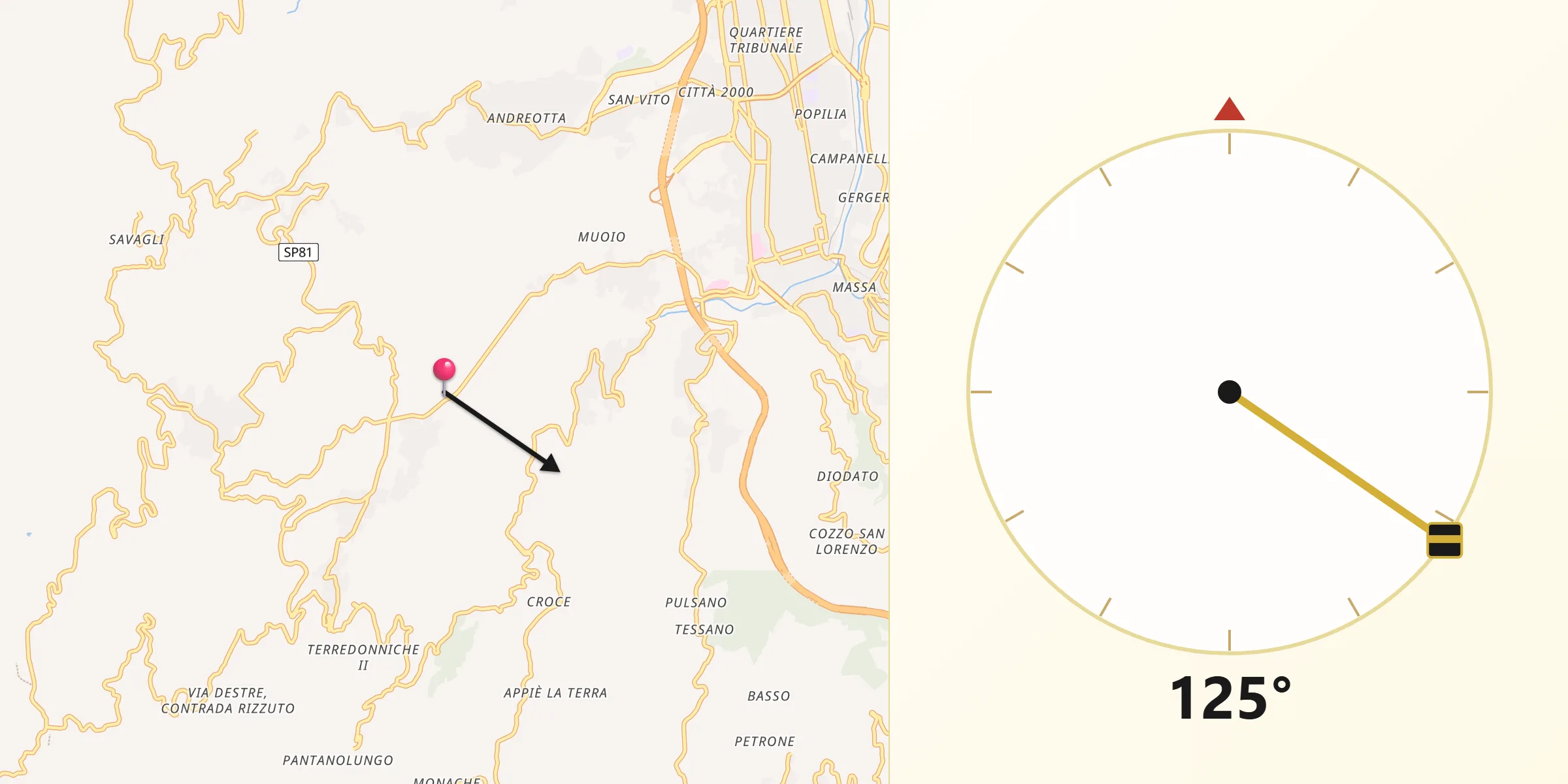 Direzione della Qibla da Tivolille Pasquali-Merenzata