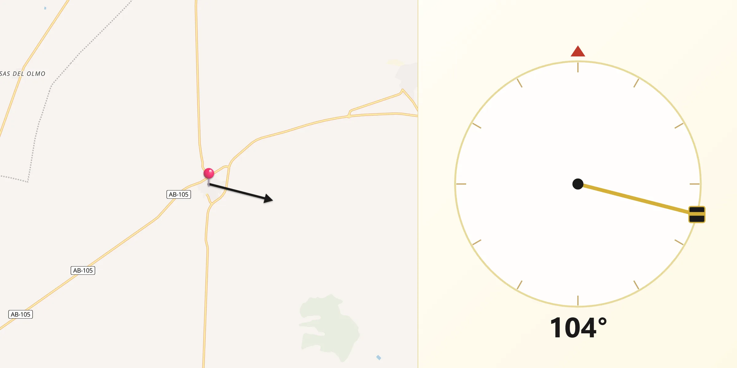 Dirección de la Qibla desde Navas de Jorquera