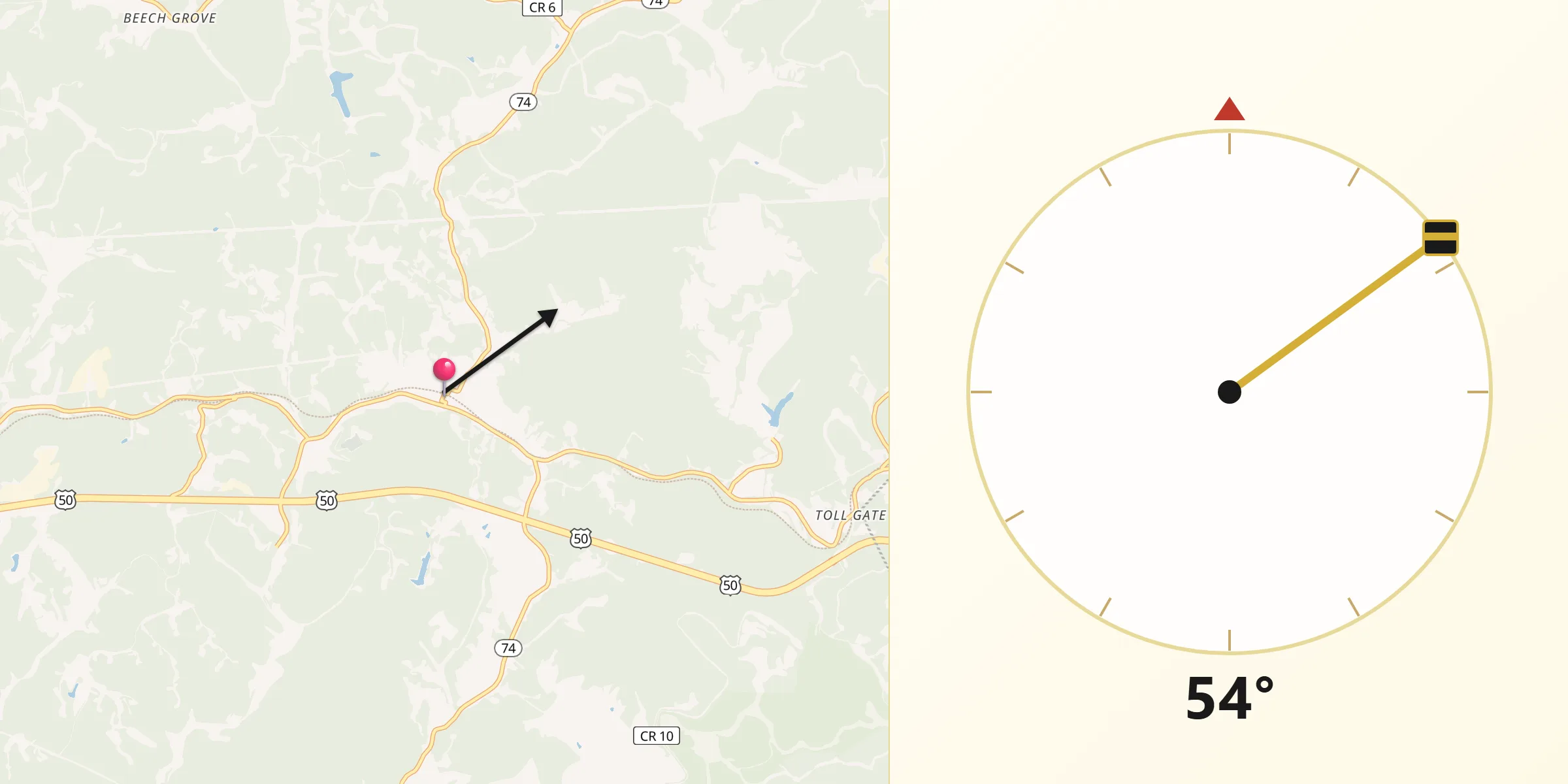 Qibla Direction from Pennsboro