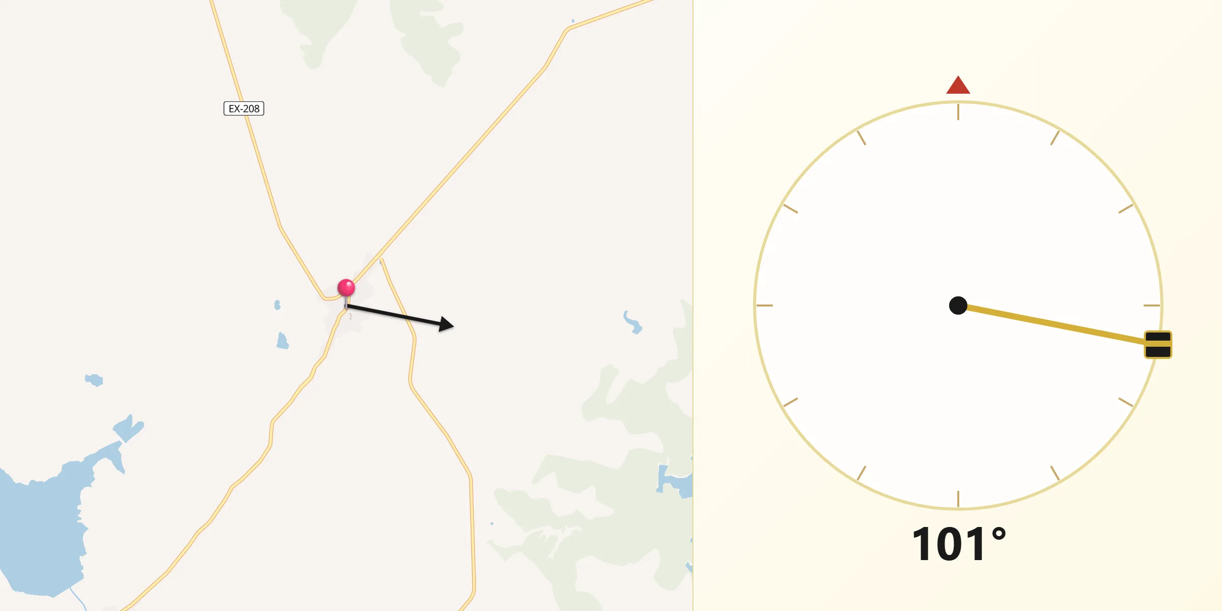 Dirección de la Qibla desde Zorita