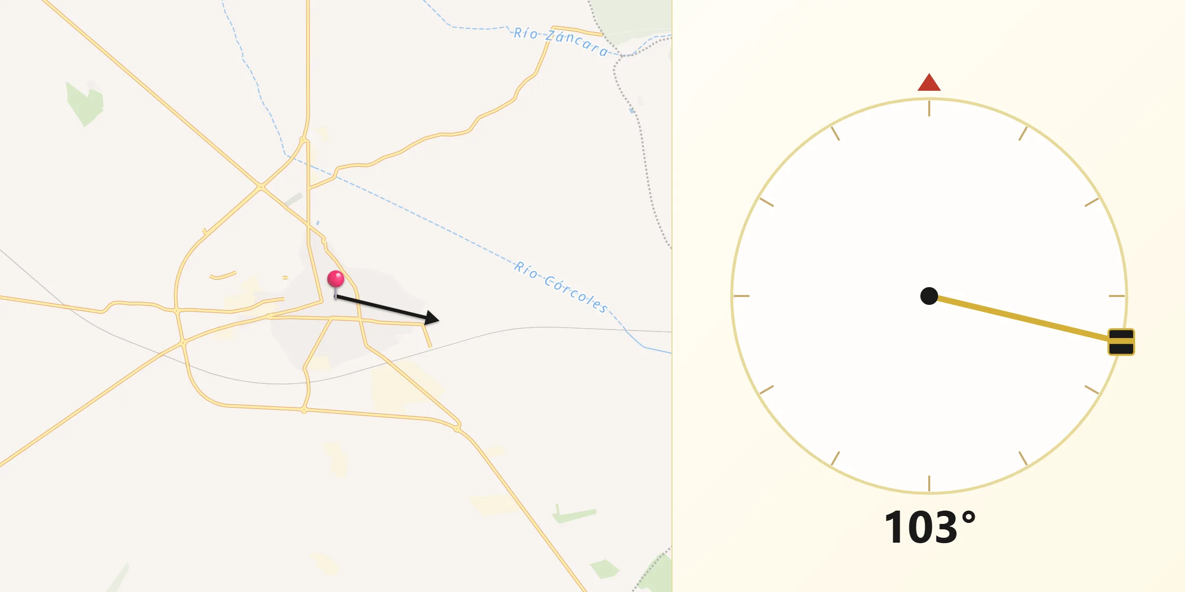 Dirección de la Qibla desde Socuéllamos