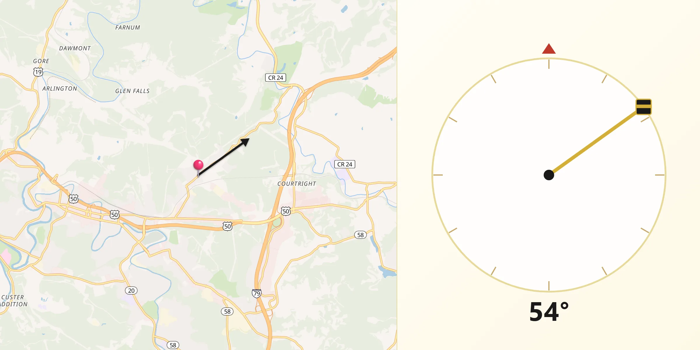 Qibla Direction from Despard