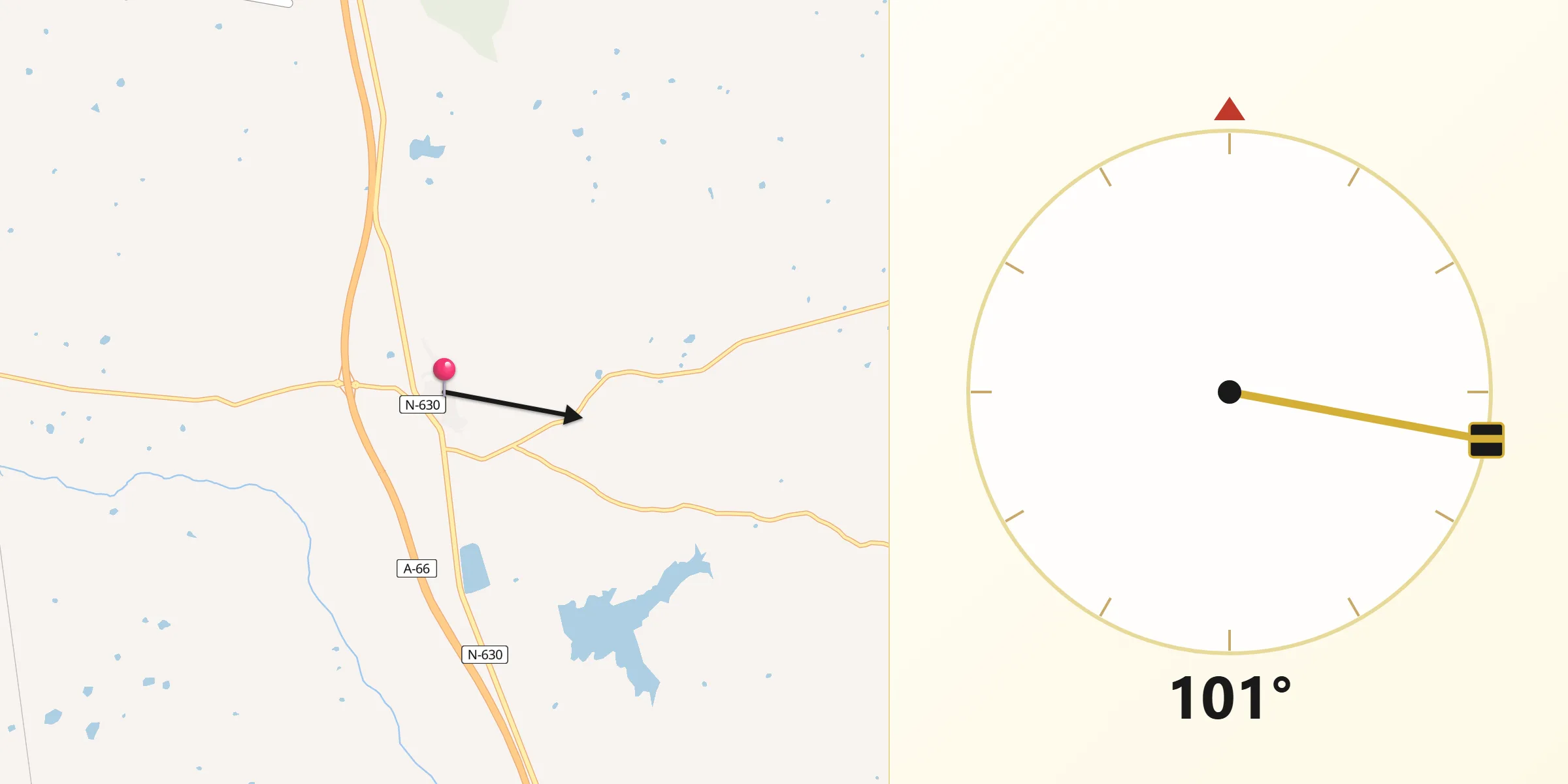 Dirección de la Qibla desde Aldea del Cano