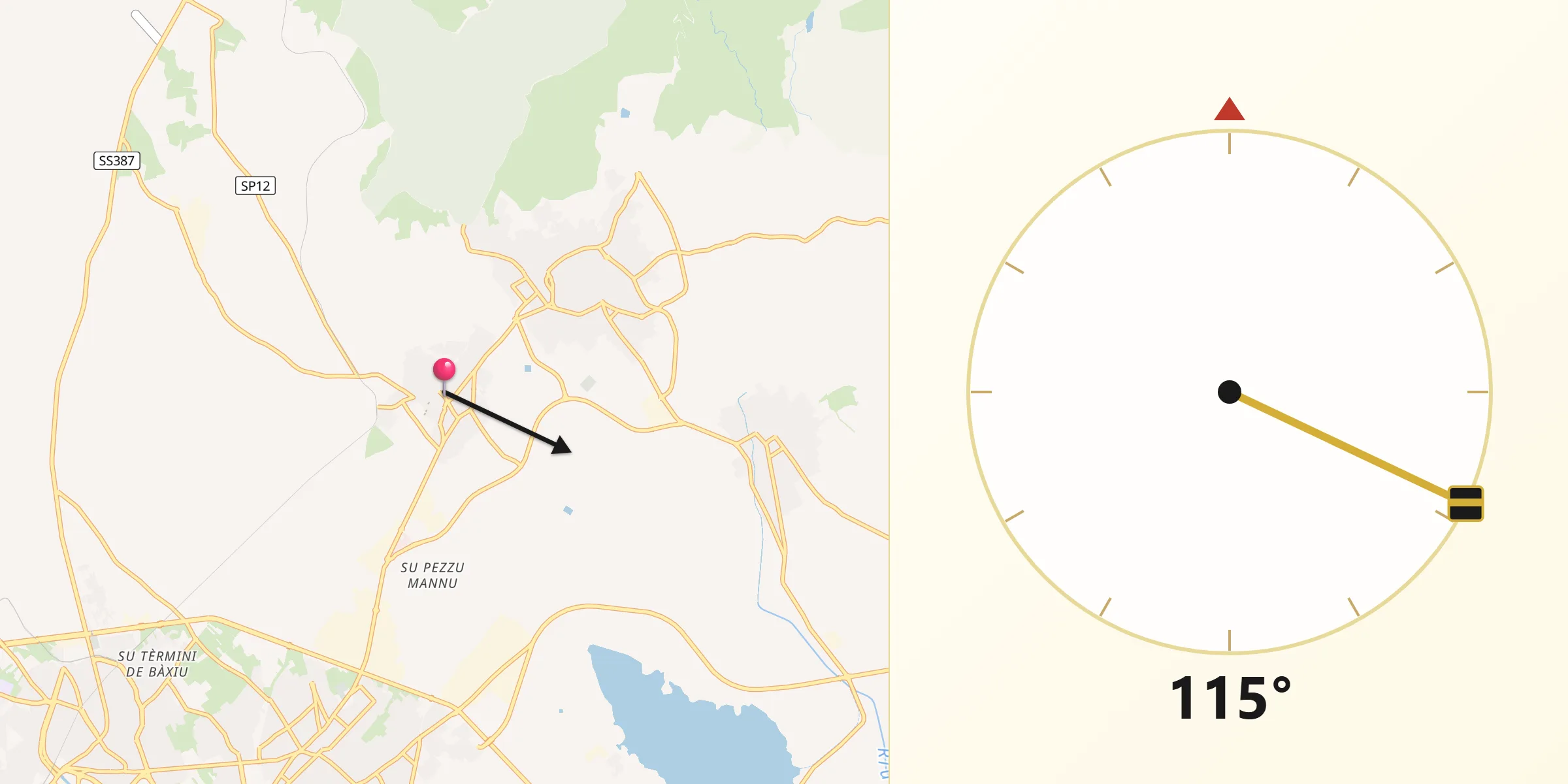 Direzione della Qibla da Settimo San Pietro