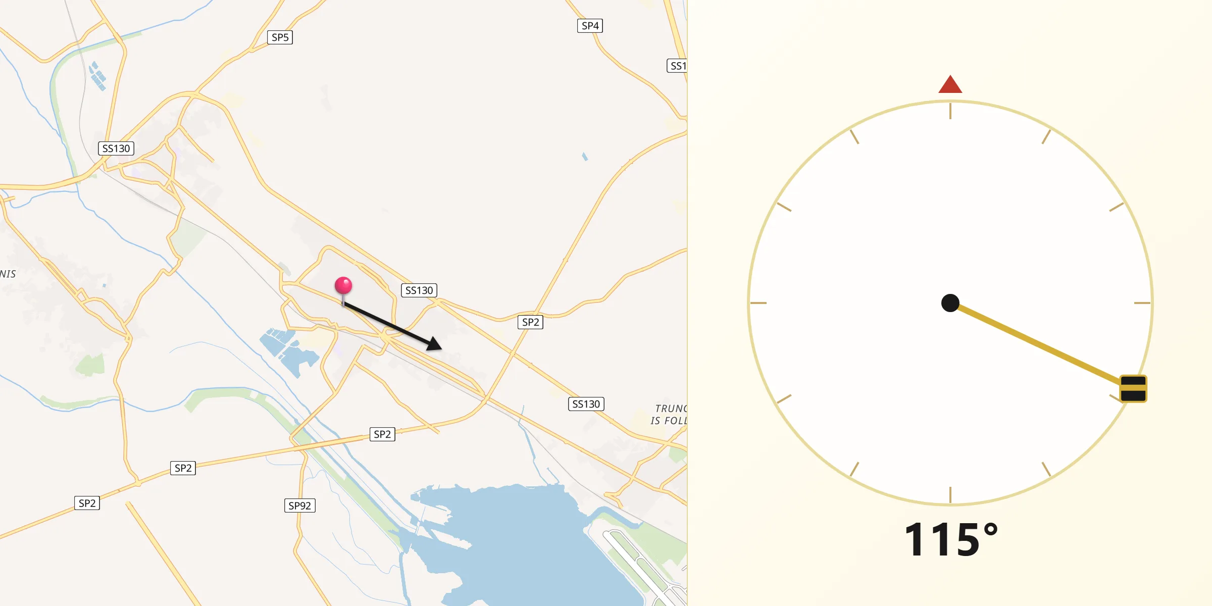 Direzione della Qibla da Assemini