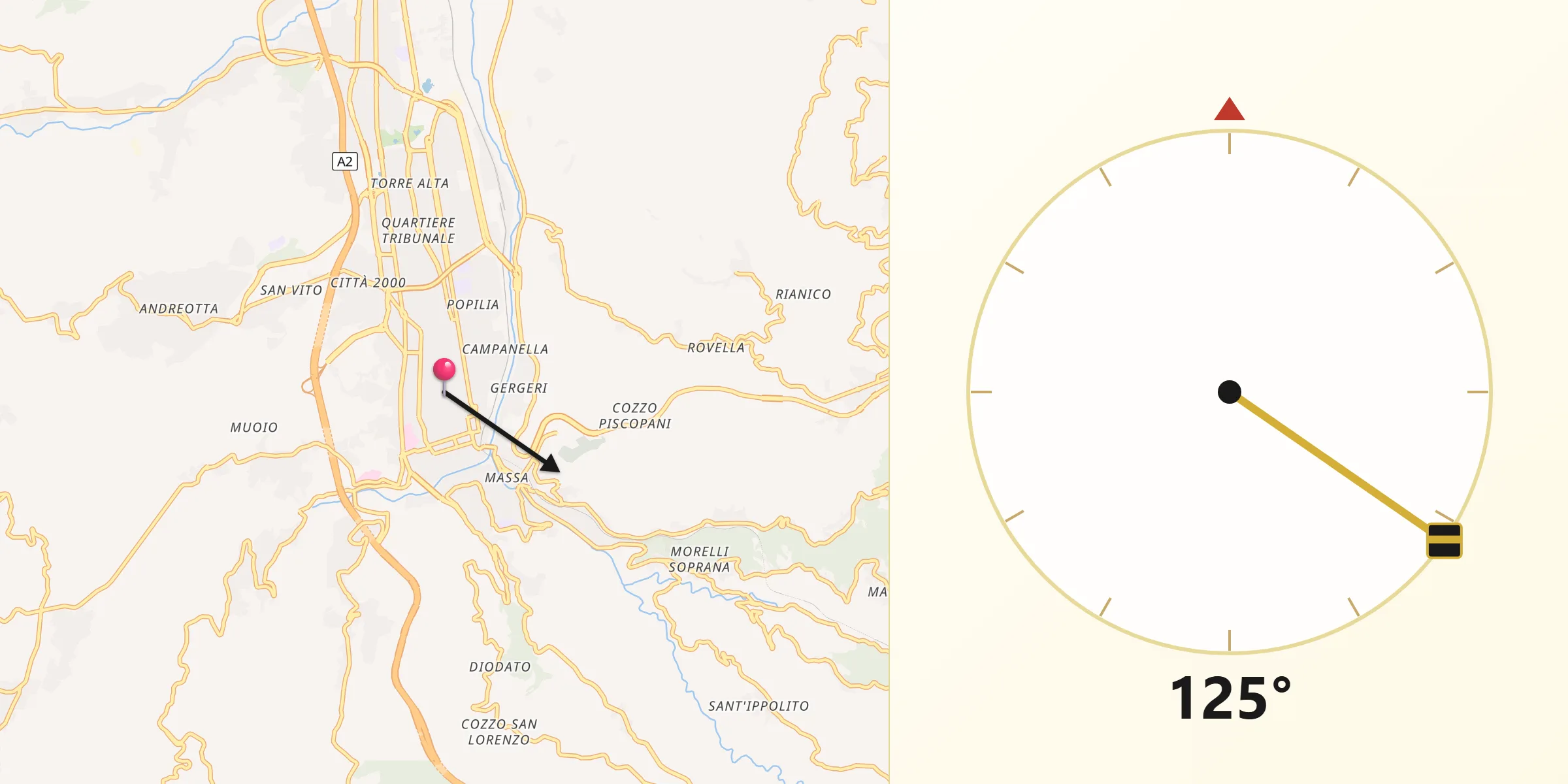 Direzione della Qibla da Cosenza