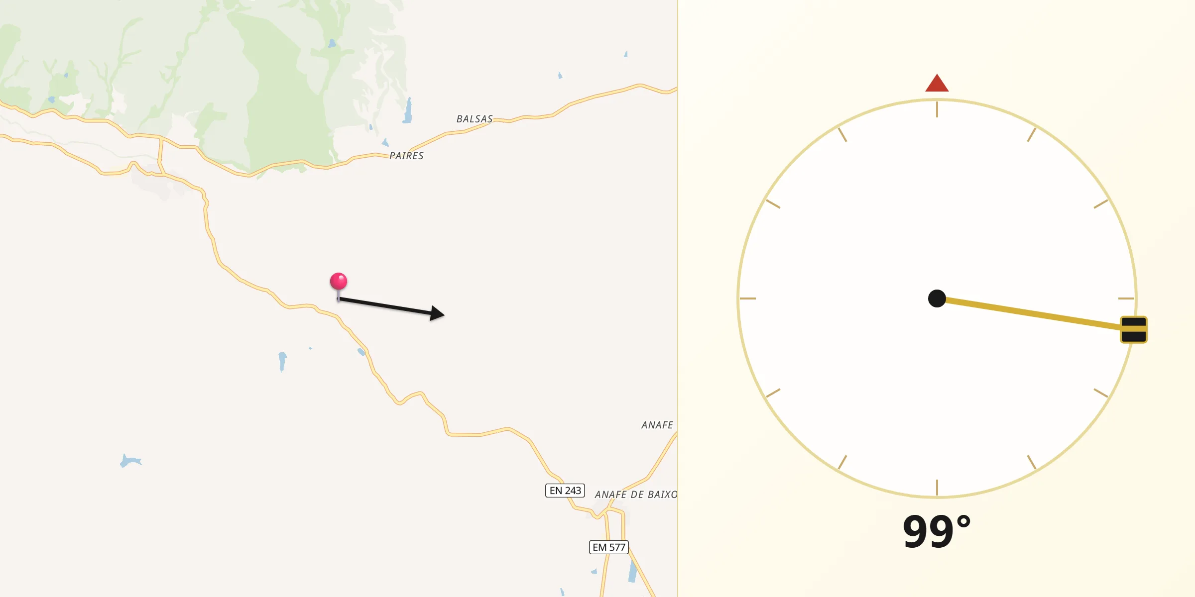 Direção da Qibla a partir de Chamusca