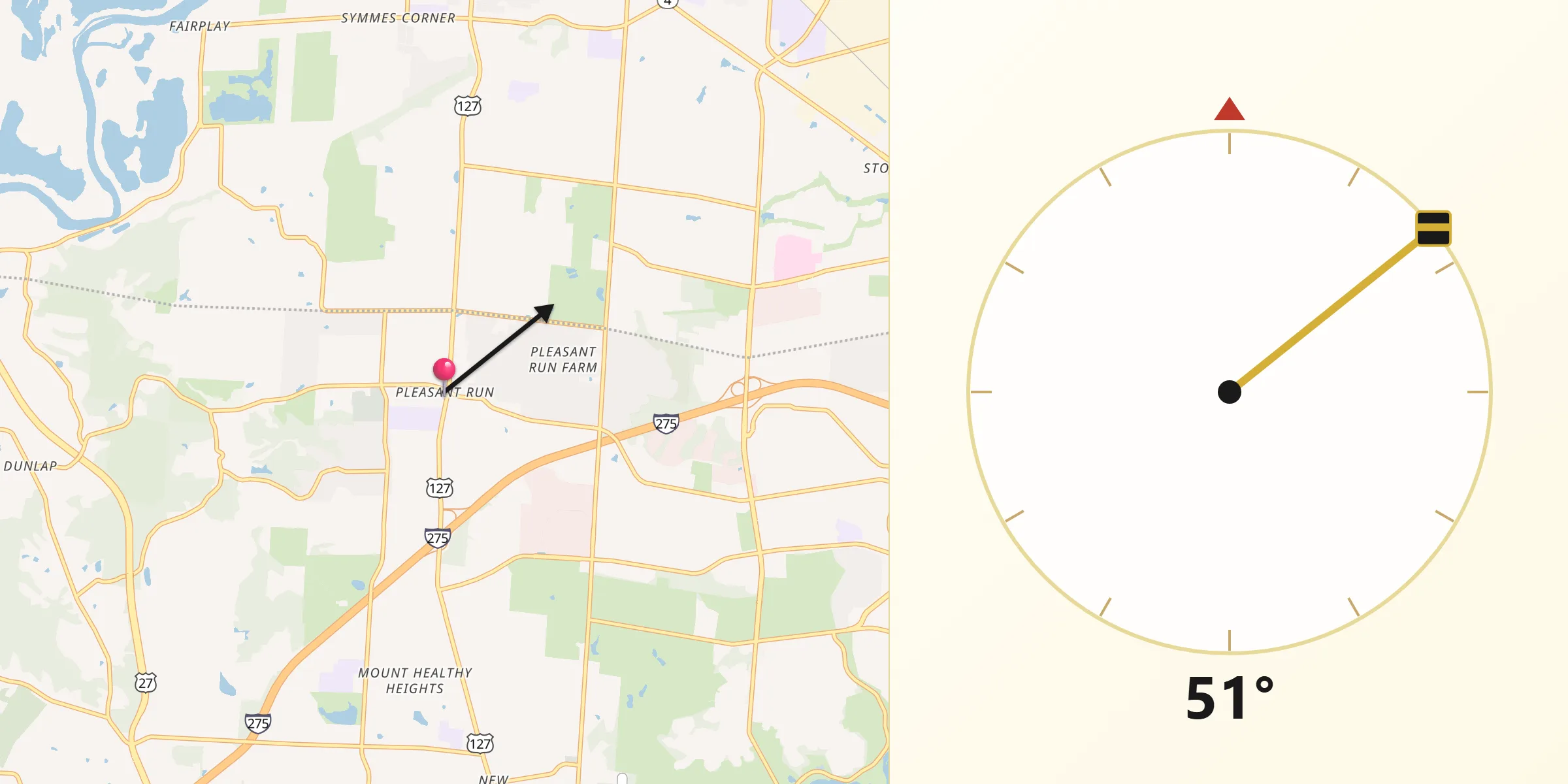 Qibla Direction from Pleasant Run