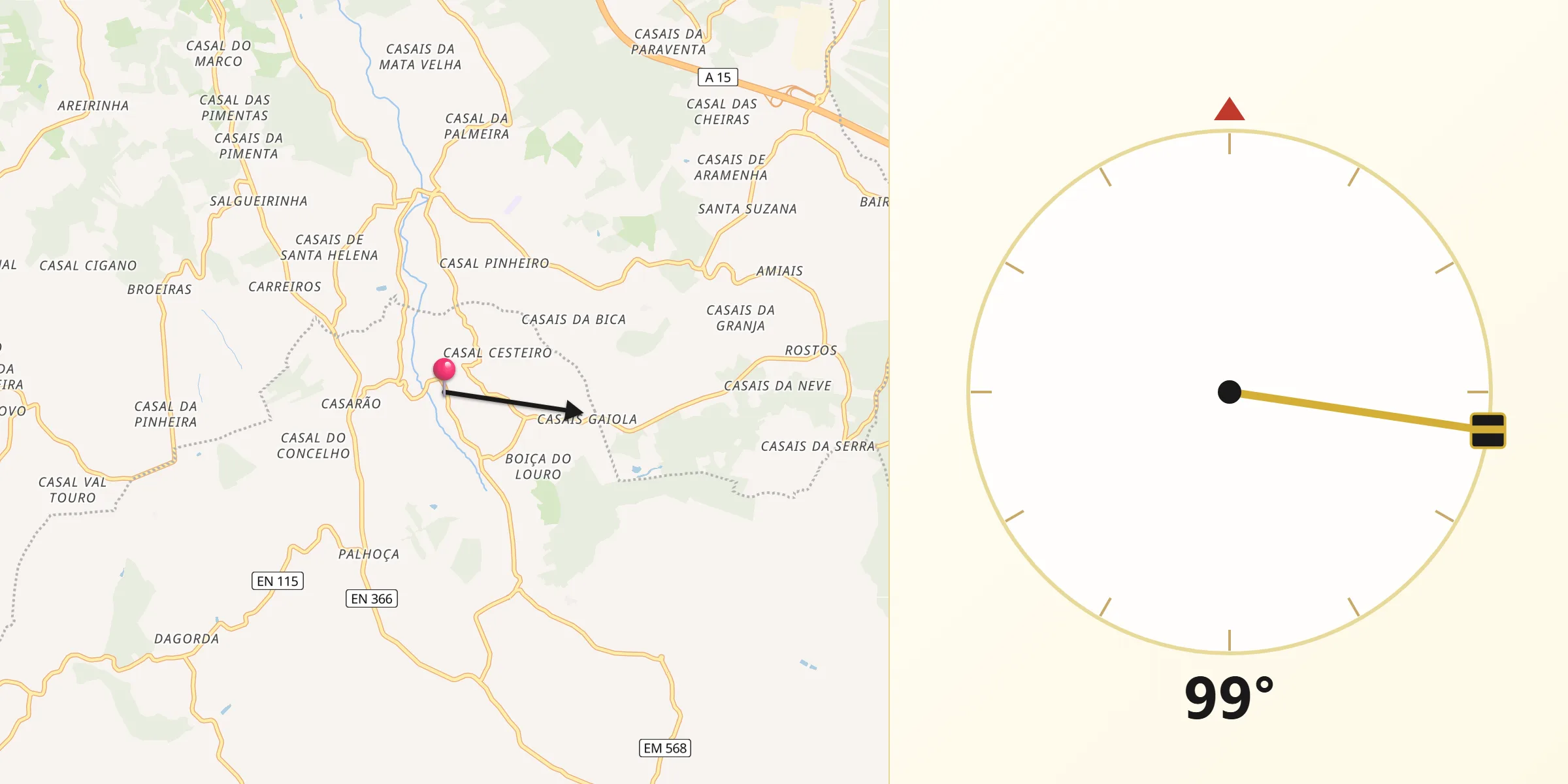 Direção da Qibla a partir de Painho