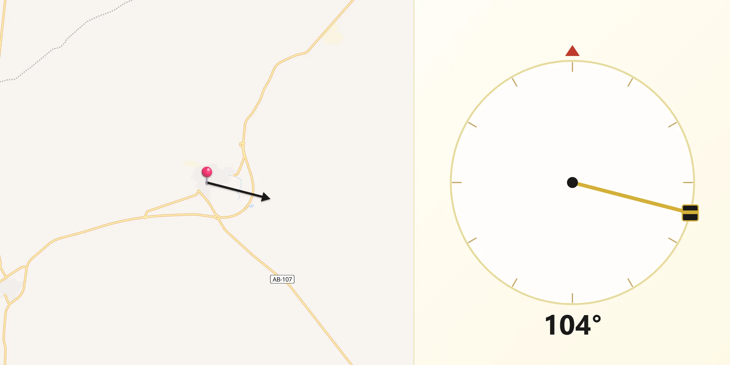 Dirección de la Qibla desde Cenizate