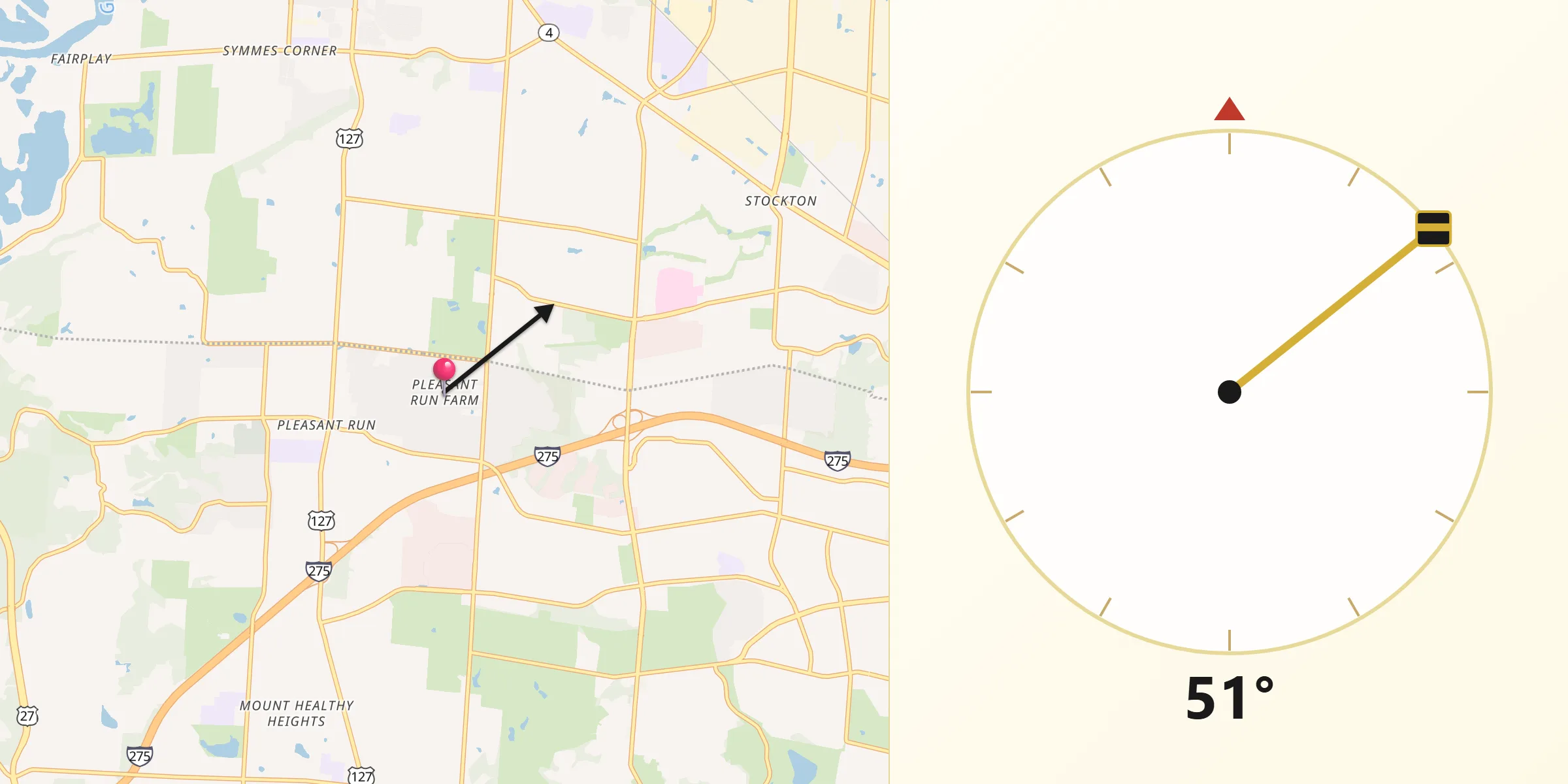 Qibla Direction from Pleasant Run Farm