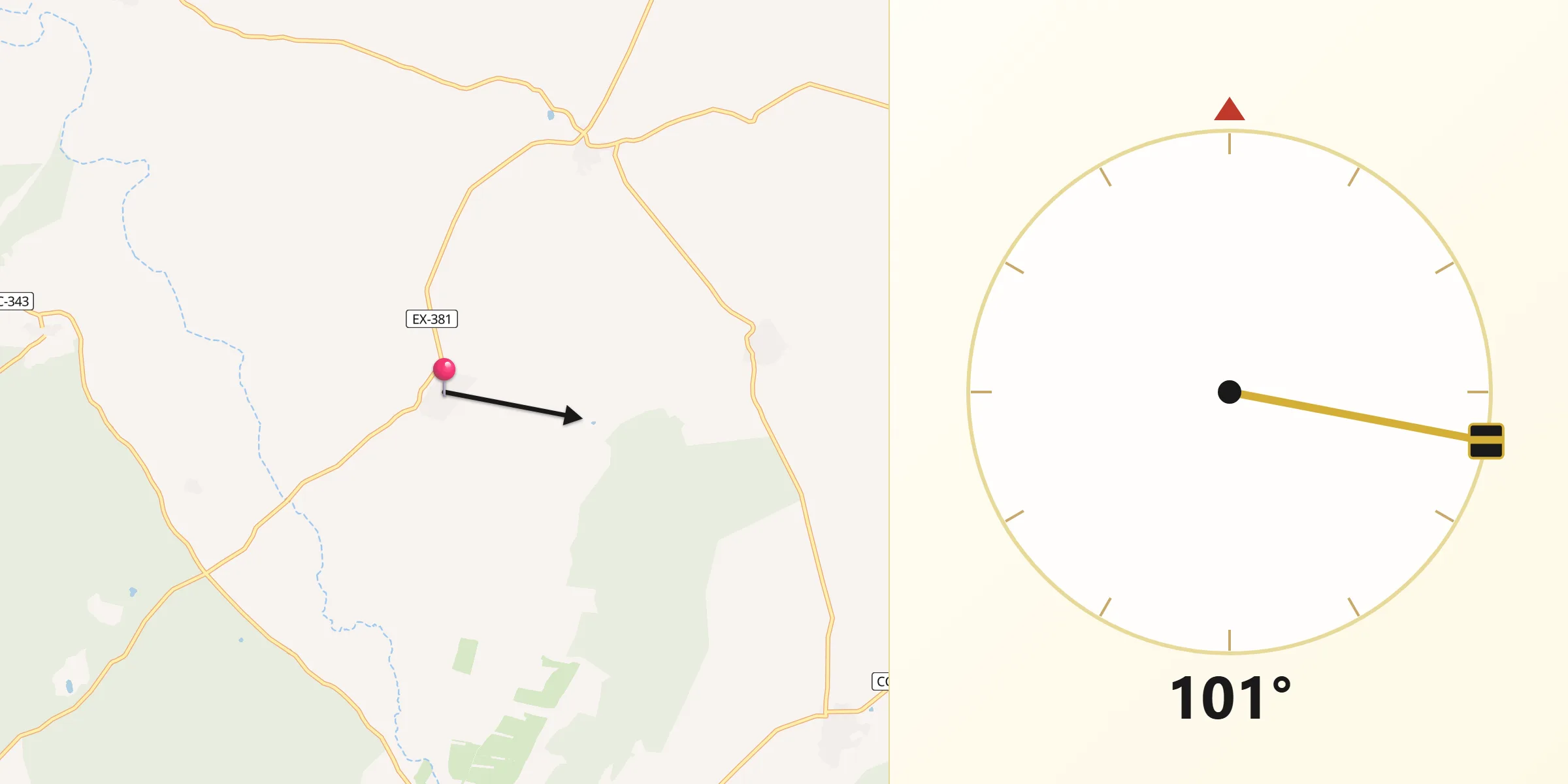 Dirección de la Qibla desde Salvatierra de Santiago