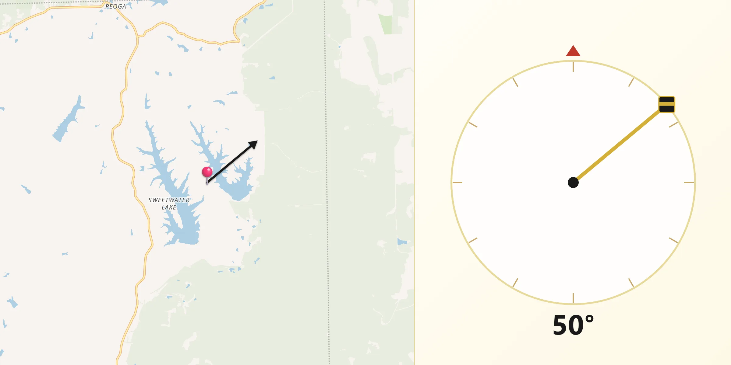 Qibla Direction from Cordry Sweetwater Lakes