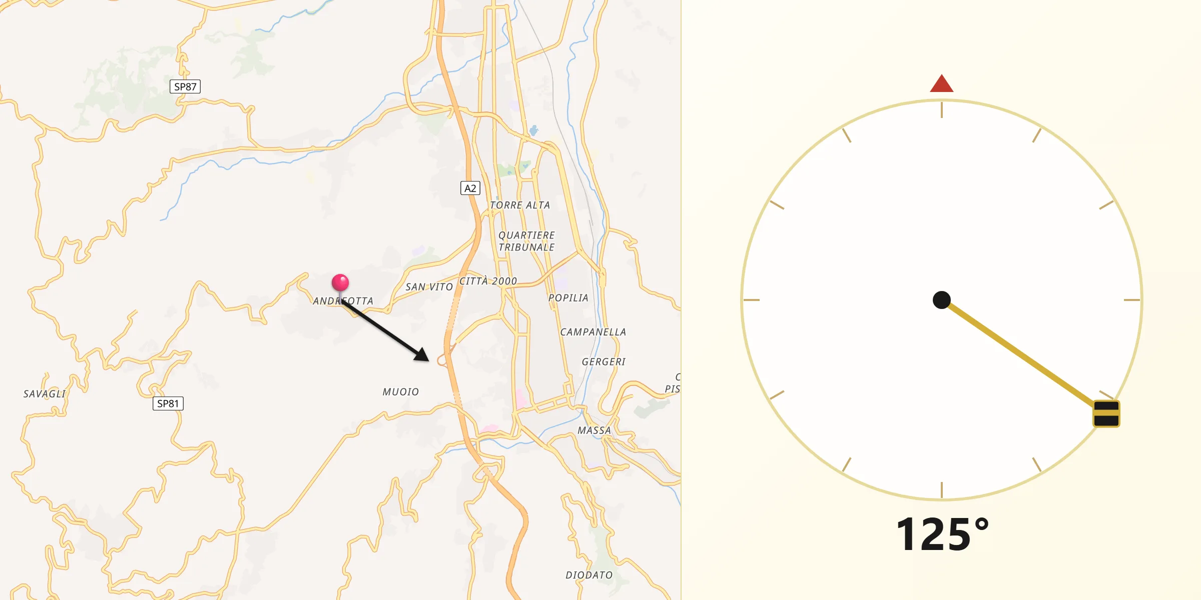 Direzione della Qibla da Andreotta