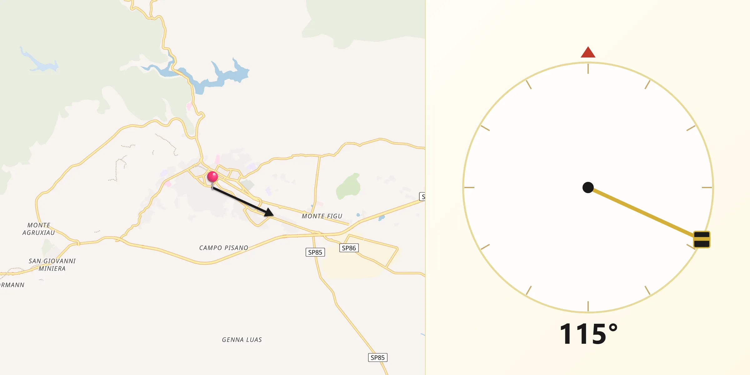 Direzione della Qibla da Iglesias