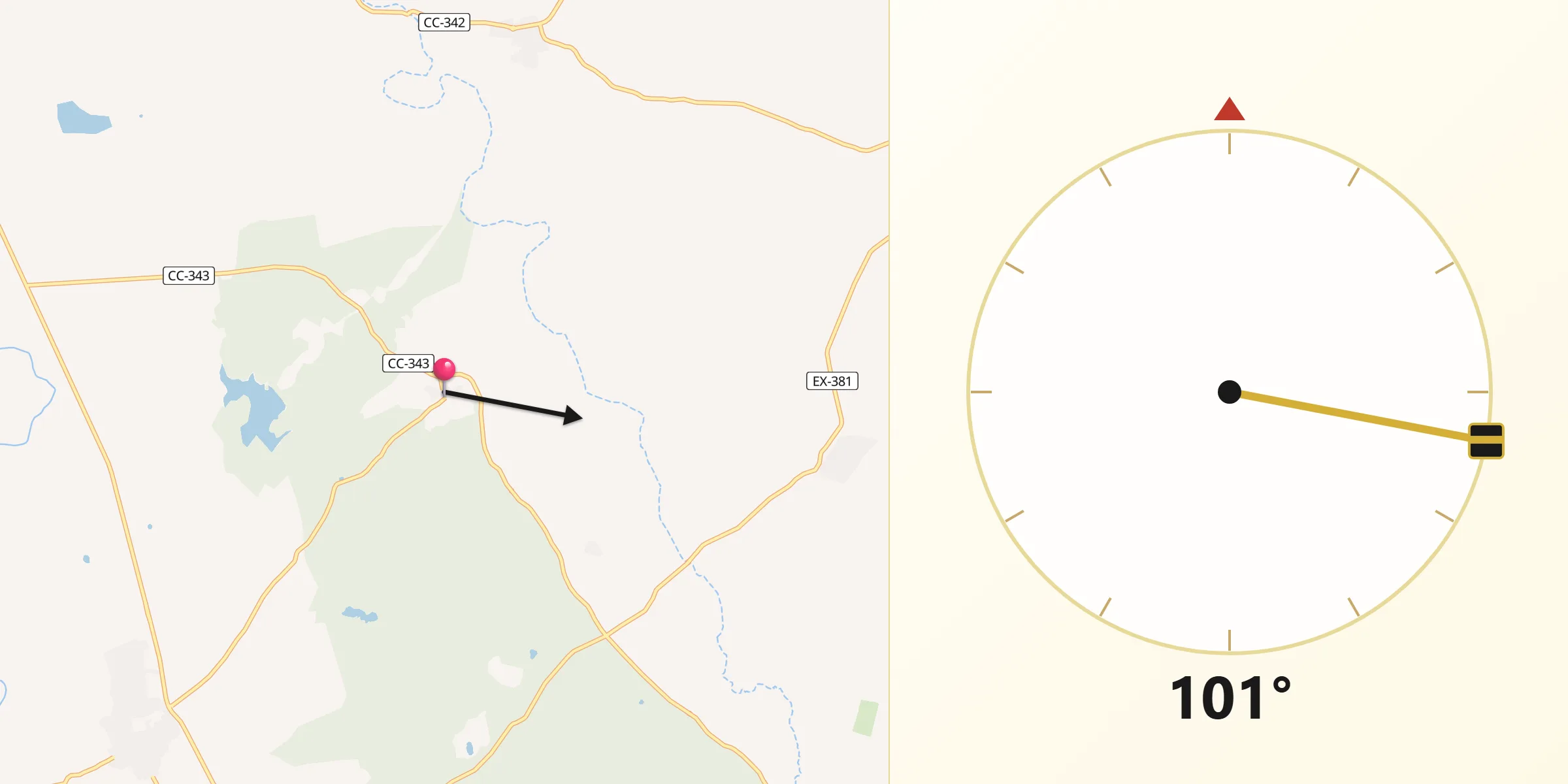 Dirección de la Qibla desde Benquerencia