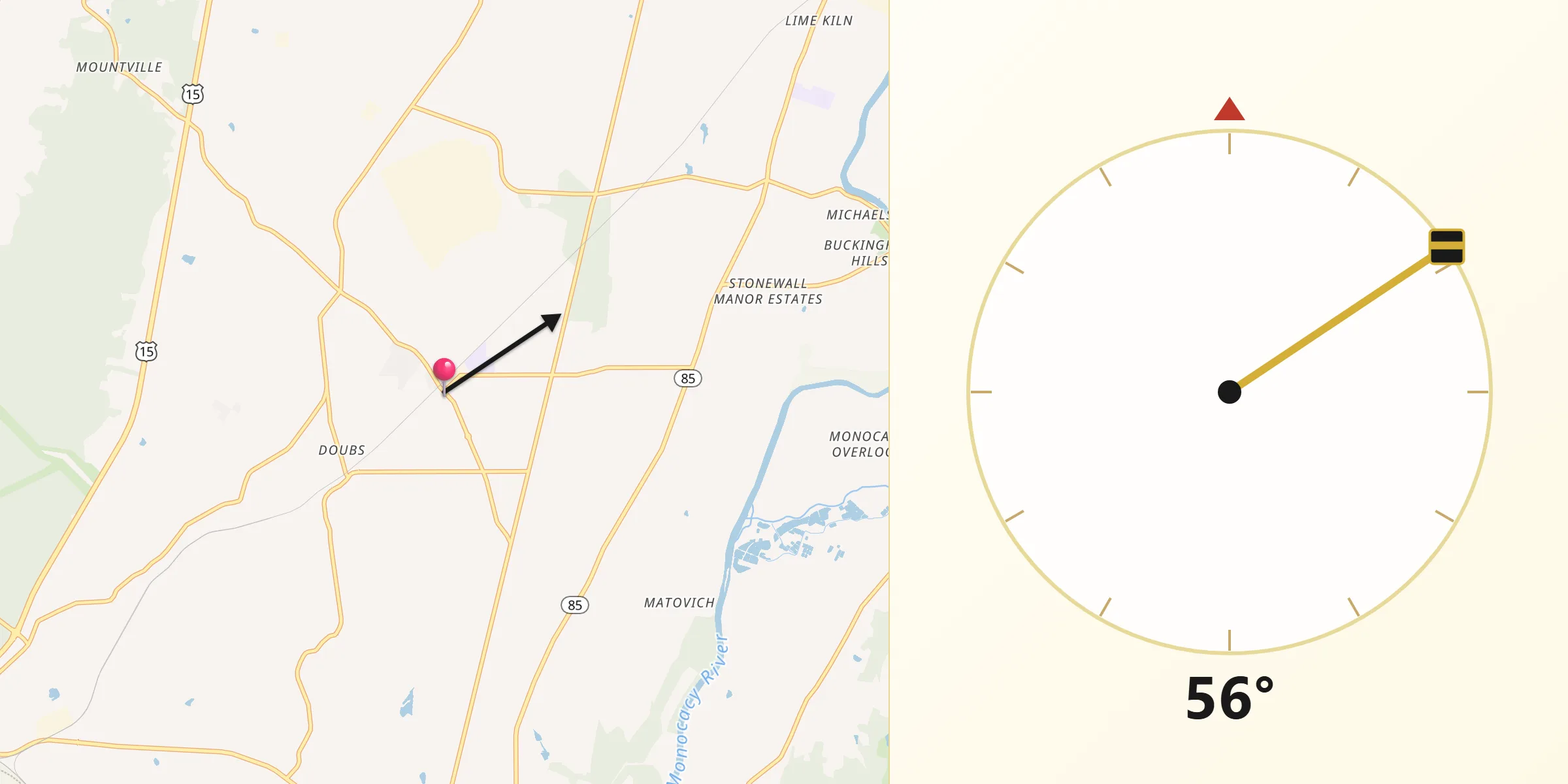 Qibla Direction from Adamstown