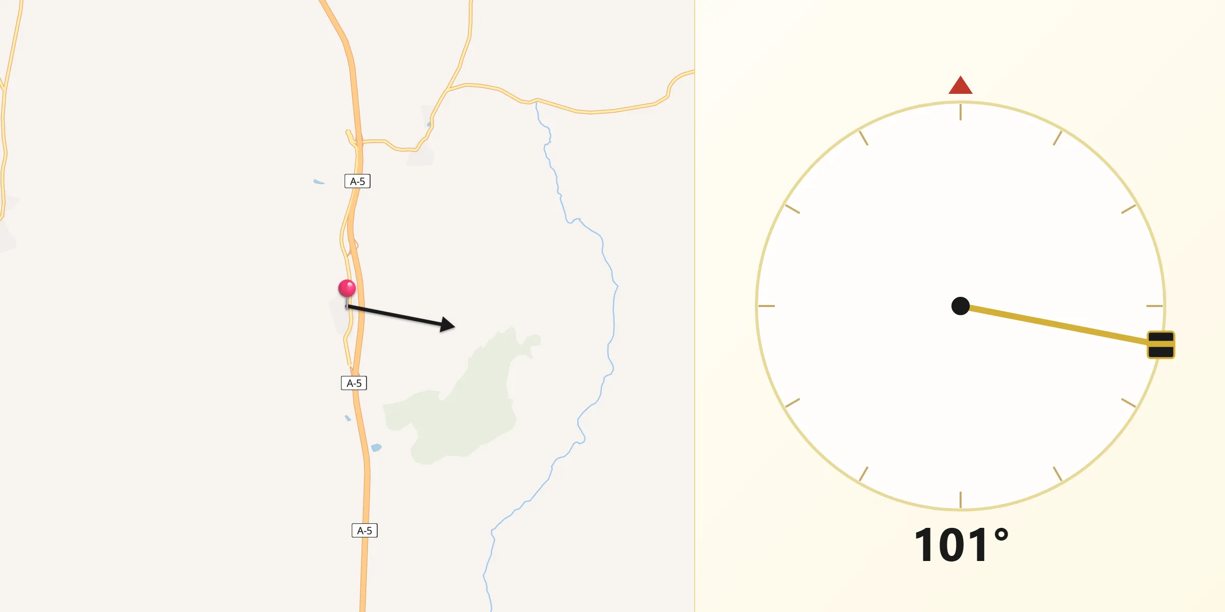 Dirección de la Qibla desde Puerto de Santa Cruz