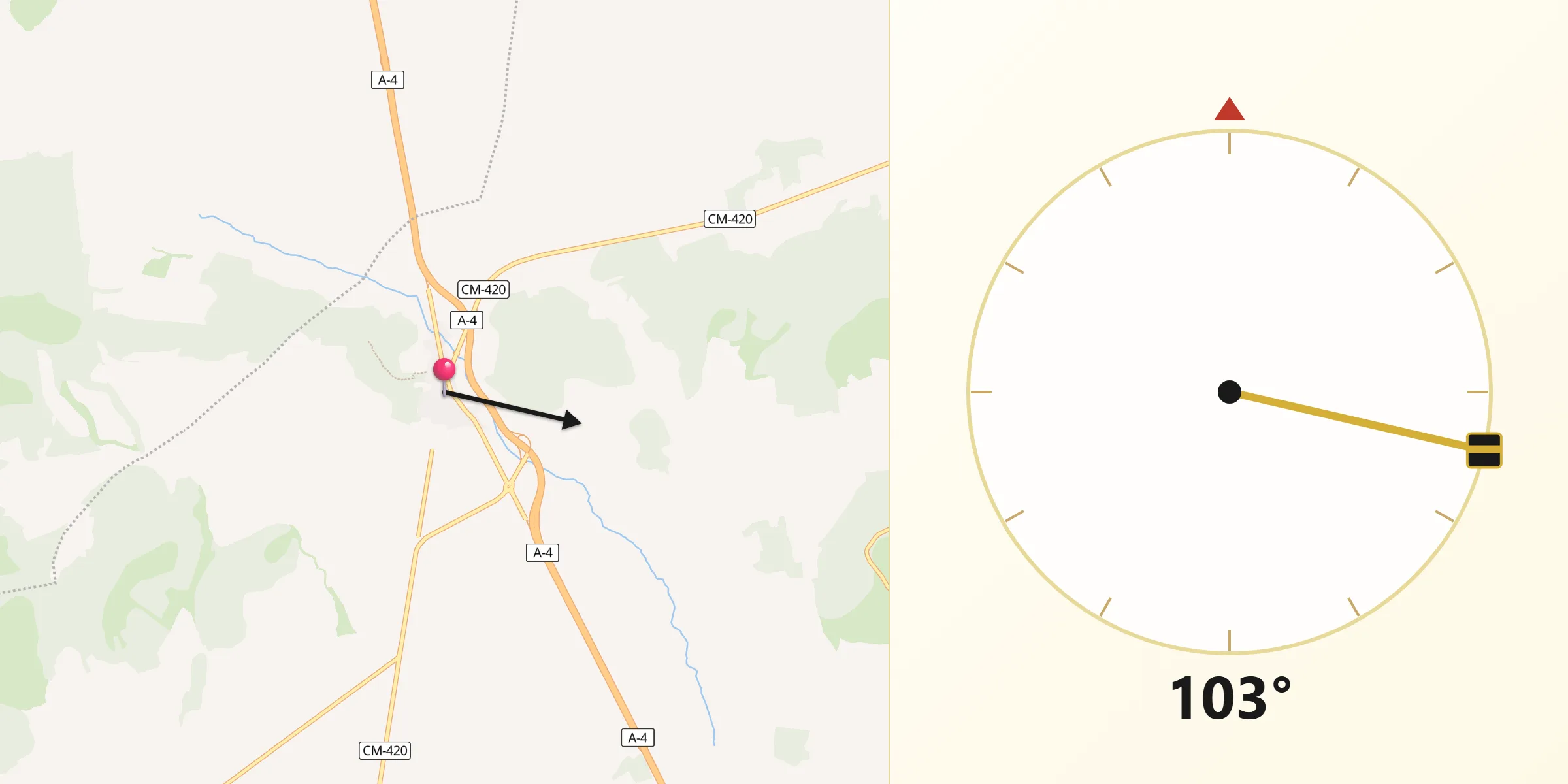 Dirección de la Qibla desde Puerto Lápice