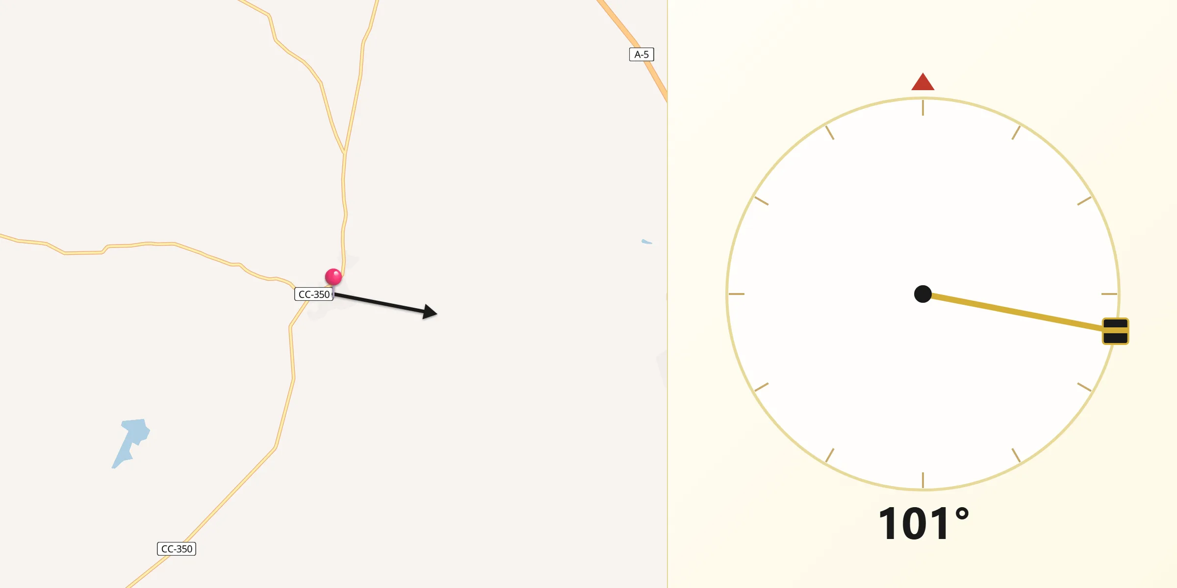 Dirección de la Qibla desde Ibahernando