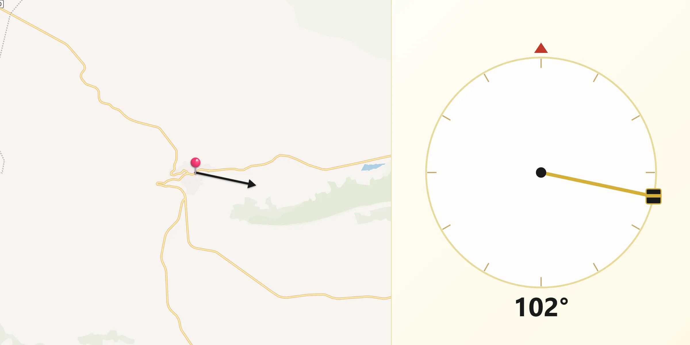 Dirección de la Qibla desde Horcajo de los Montes